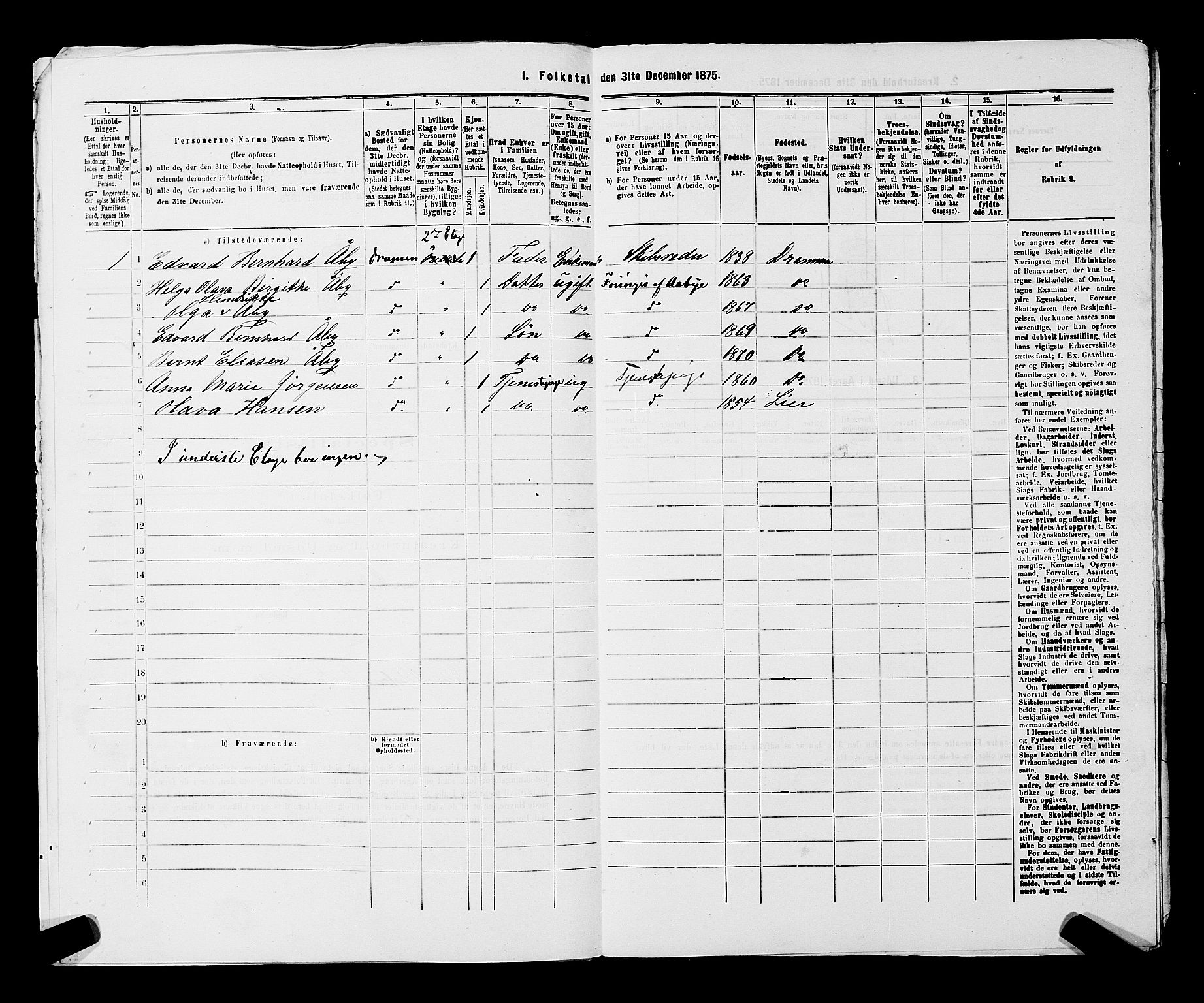 SAKO, 1875 census for 0602 Drammen, 1875, p. 3451