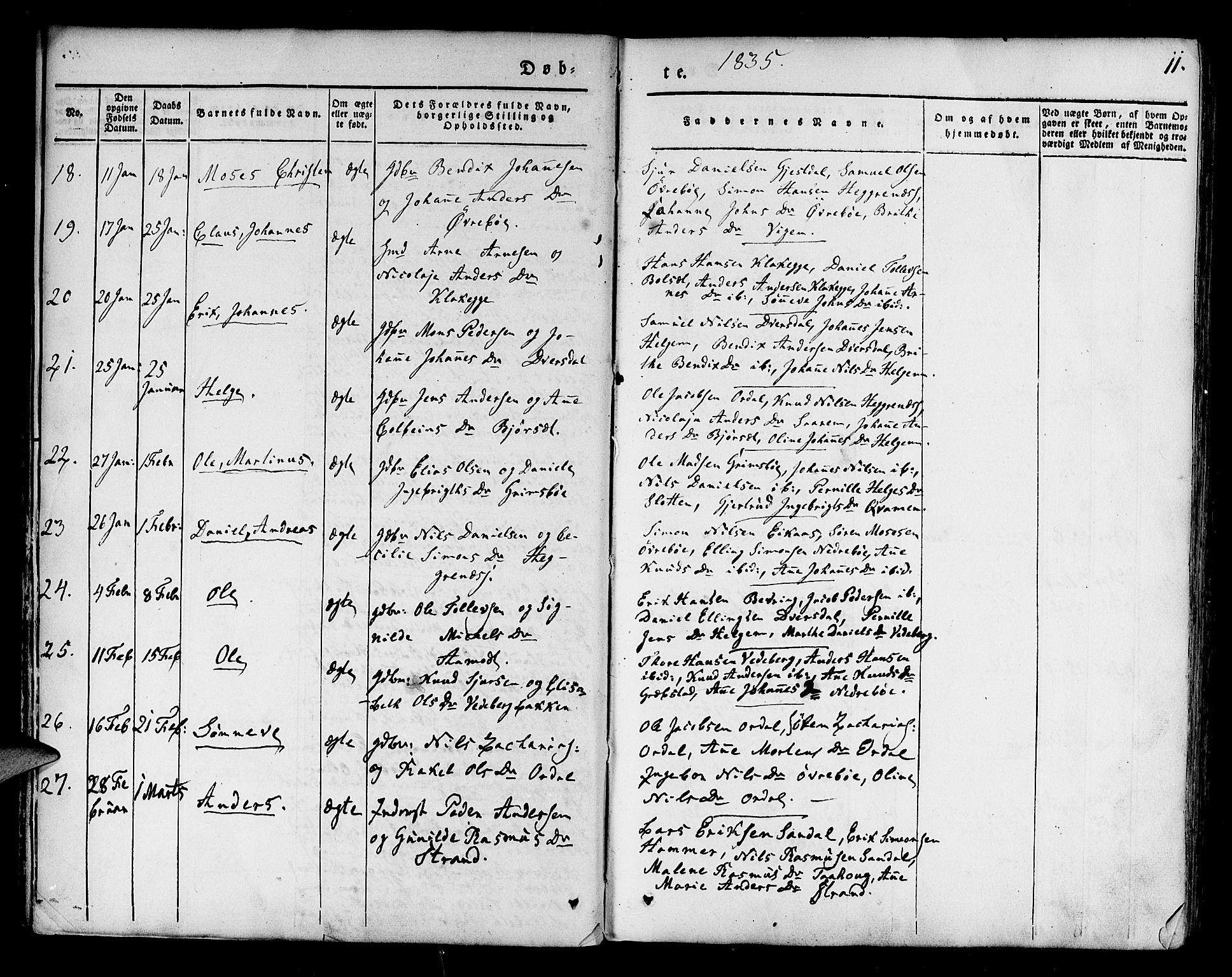 Jølster sokneprestembete, AV/SAB-A-80701/H/Haa/Haaa/L0009: Parish register (official) no. A 9, 1833-1848, p. 11