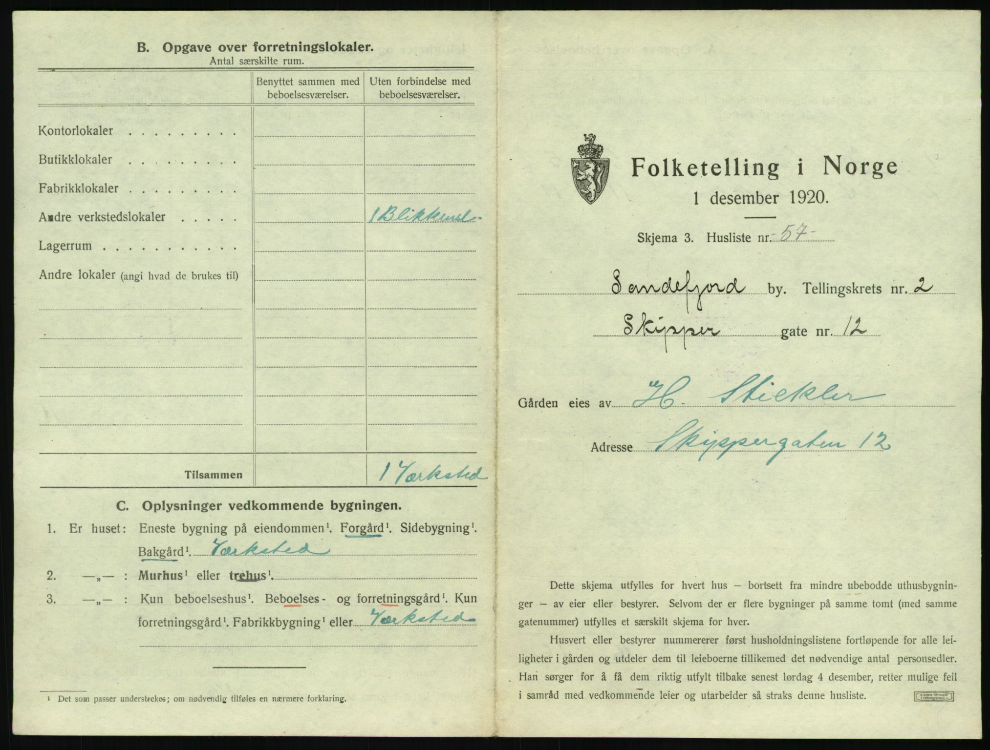 SAKO, 1920 census for Sandefjord, 1920, p. 332