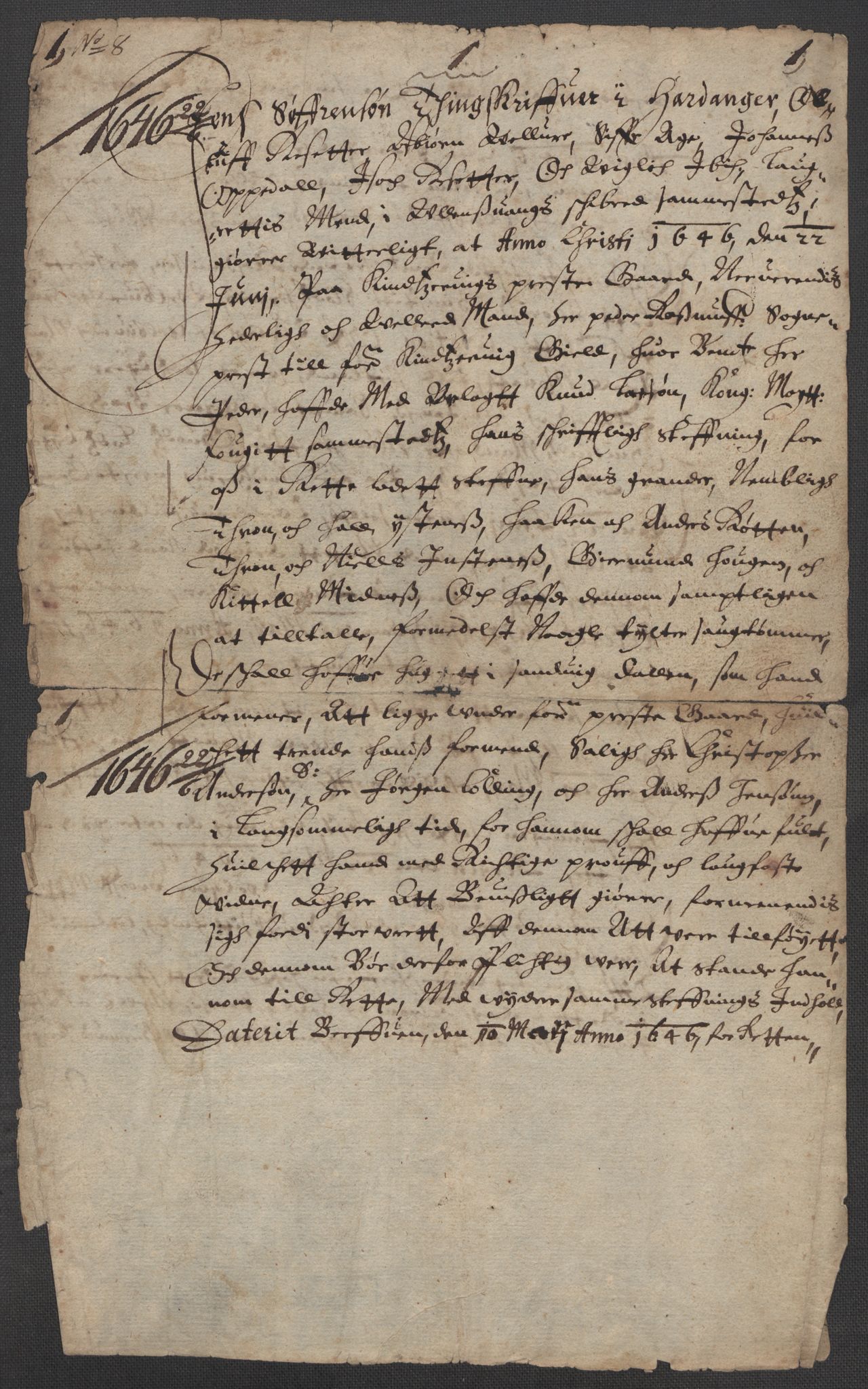 Riksarkivets diplomsamling, RA/EA-5965/F15/L0037: Prestearkiv - Hordaland, 1577-1733, p. 60