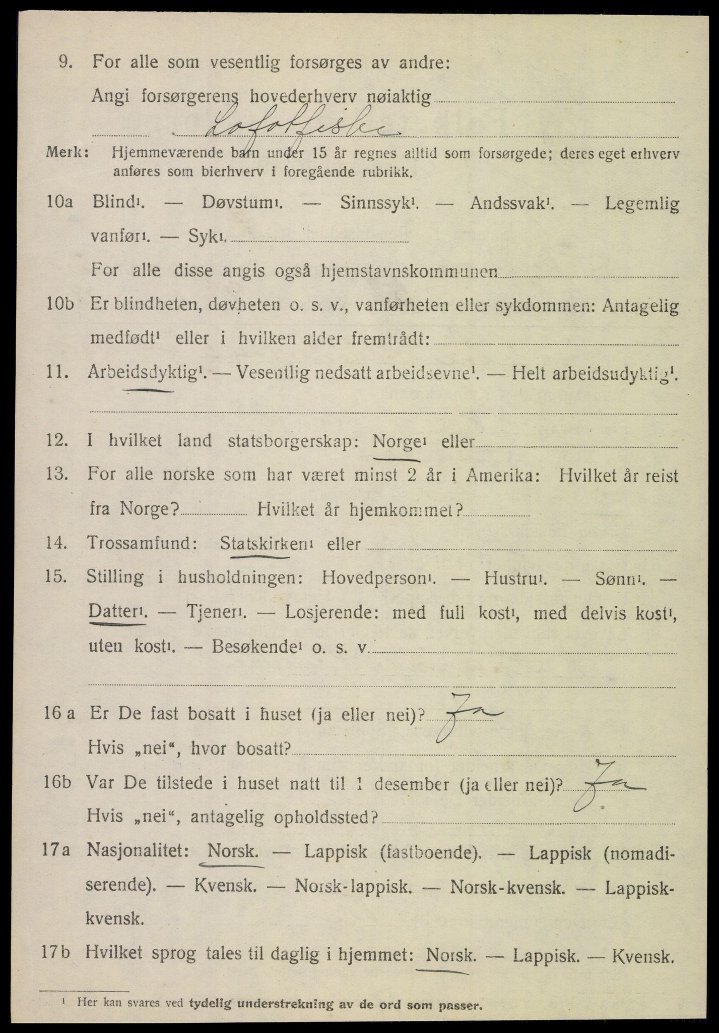 SAT, 1920 census for Hamarøy, 1920, p. 2099