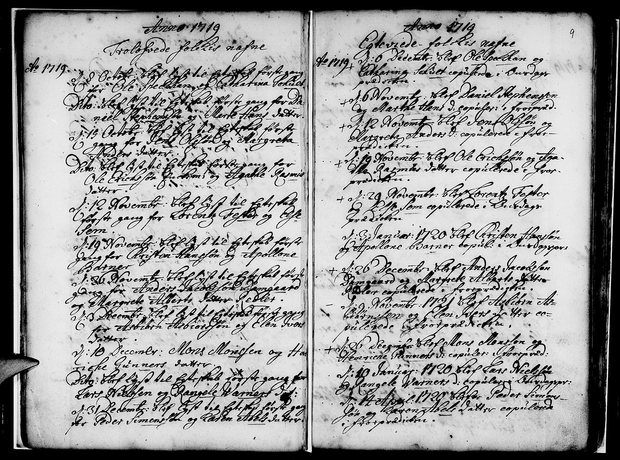 Nykirken Sokneprestembete, SAB/A-77101/H/Haa/L0007: Parish register (official) no. A 7, 1719-1781, p. 9