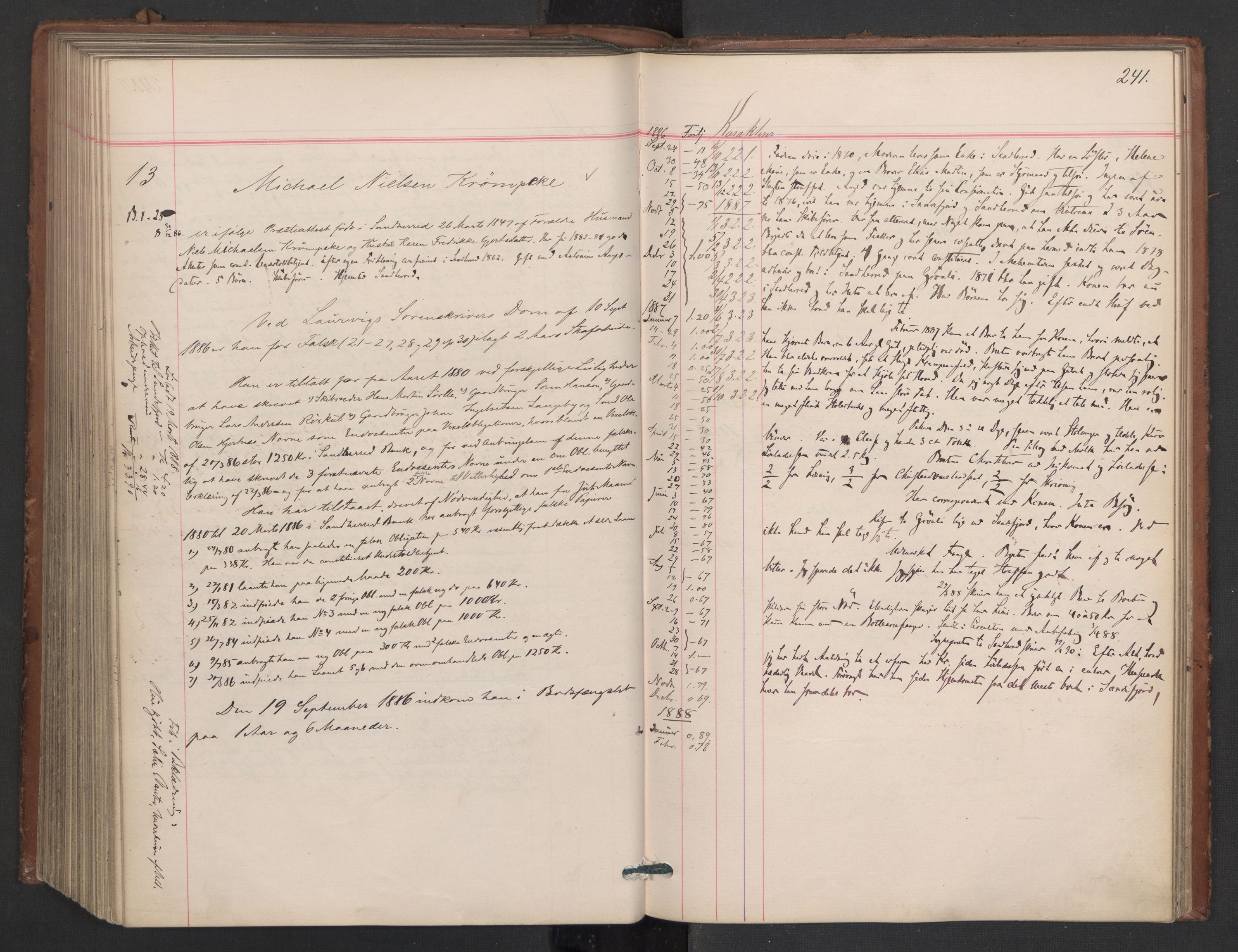 Botsfengslet, AV/RA-S-1539/D/Db/Dbb/L0023: 774g - 57h, 1885-1886, p. 241