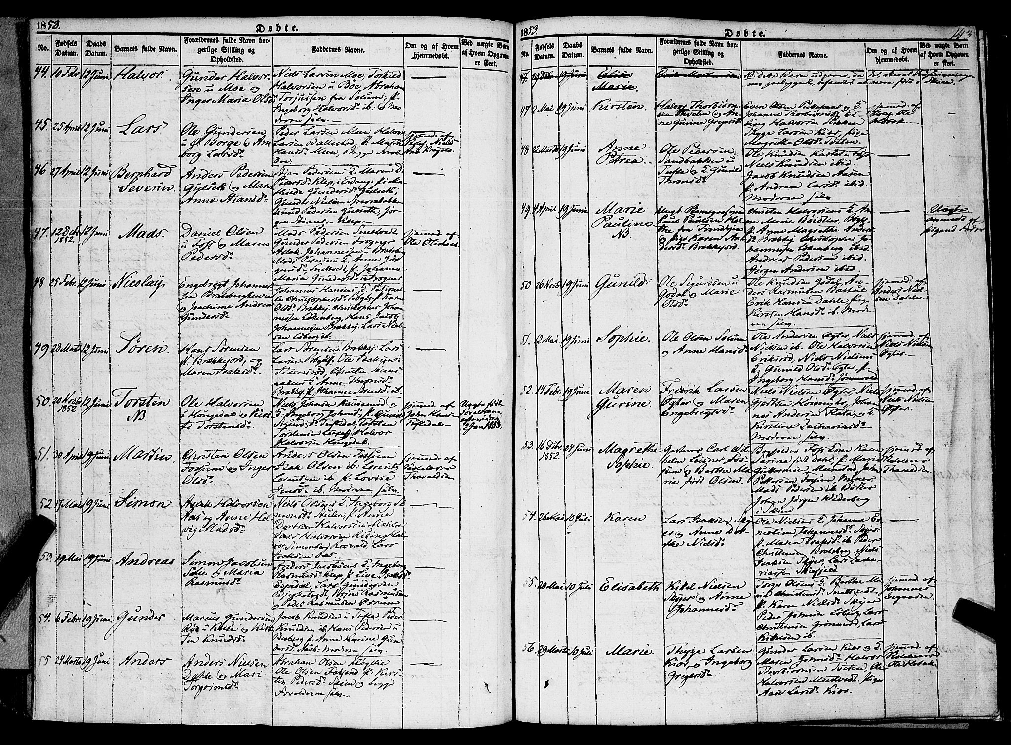 Gjerpen kirkebøker, AV/SAKO-A-265/F/Fa/L0007a: Parish register (official) no. I 7A, 1834-1857, p. 143