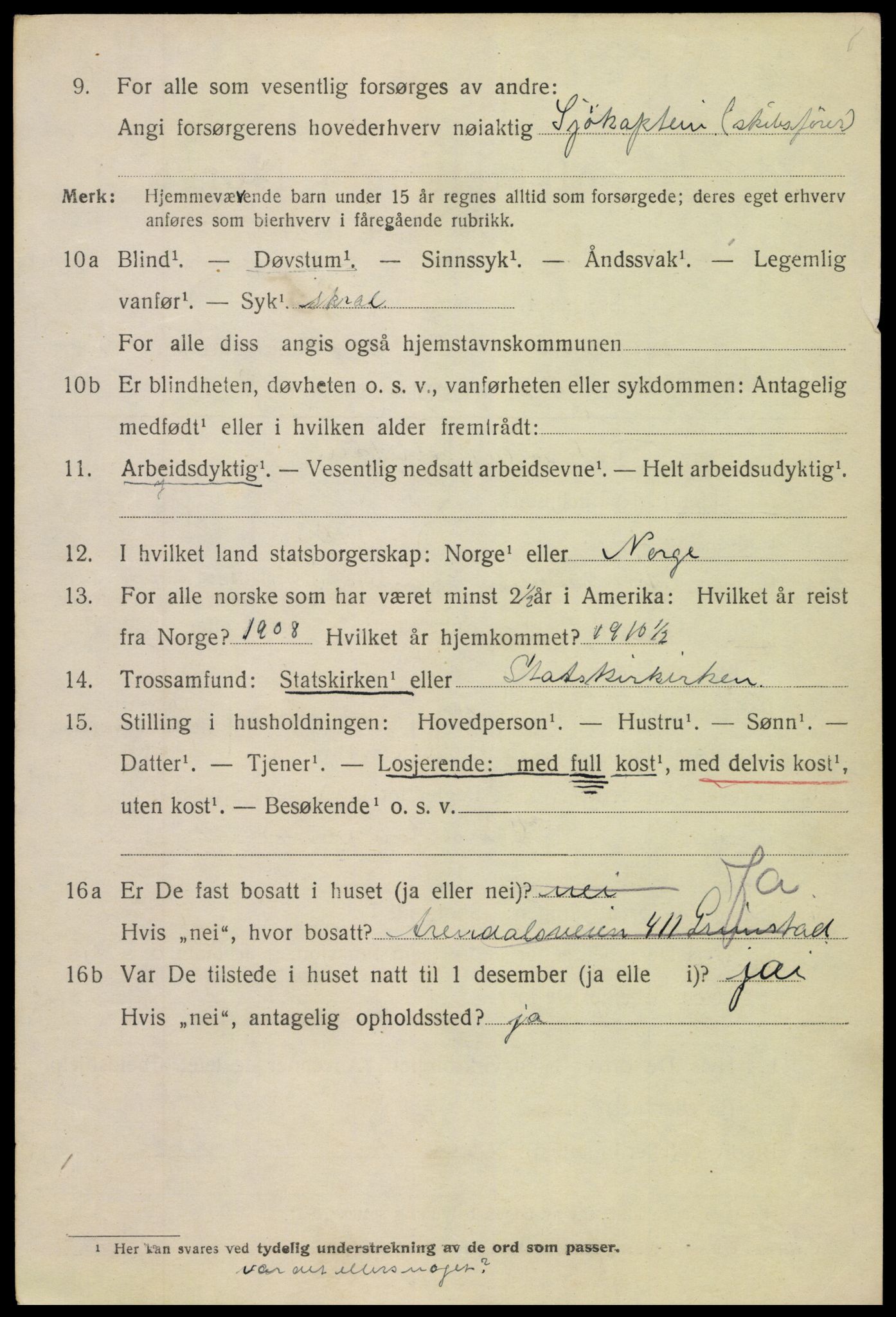 SAK, 1920 census for Arendal, 1920, p. 18601