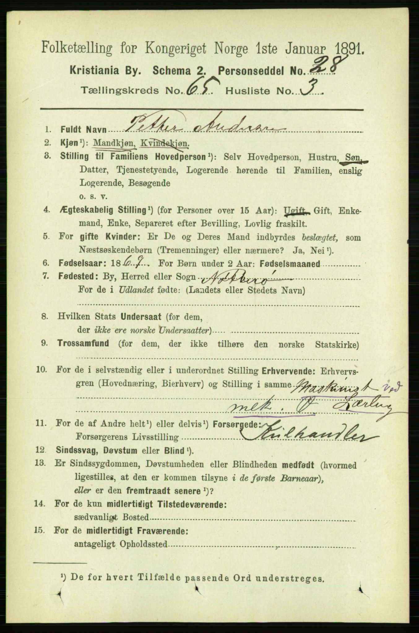 RA, 1891 census for 0301 Kristiania, 1891, p. 34929