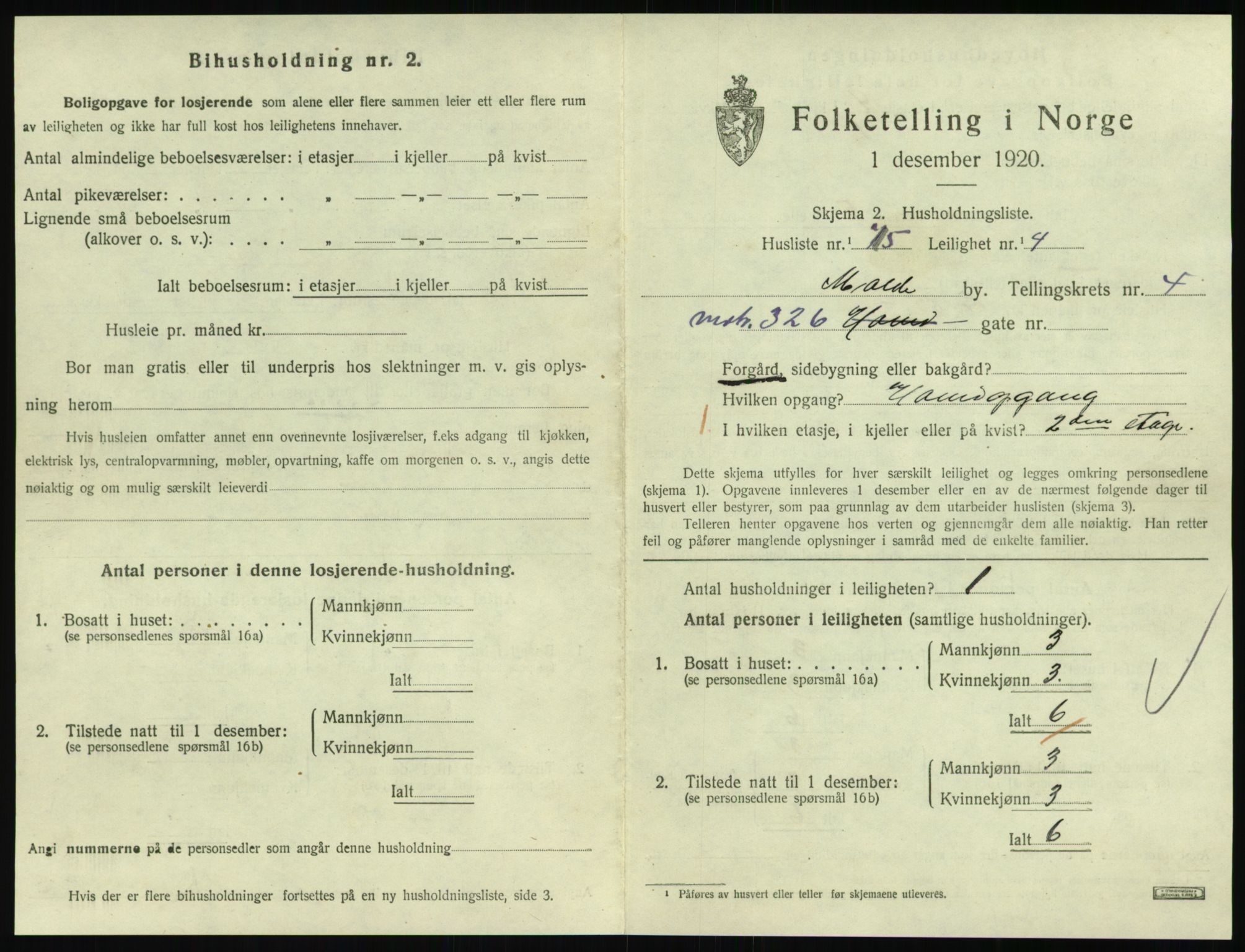 SAT, 1920 census for Molde, 1920, p. 1733