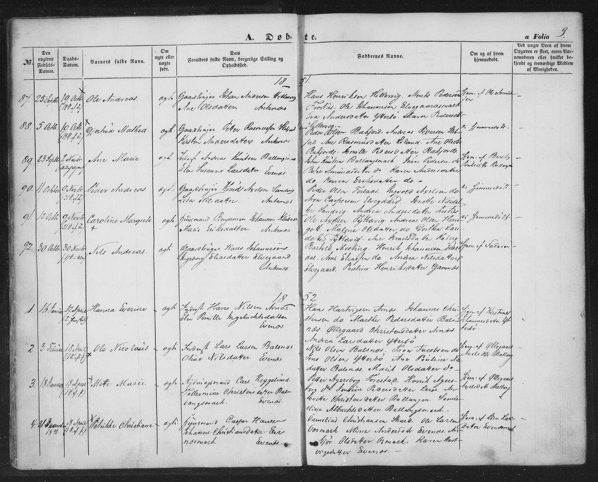 Ministerialprotokoller, klokkerbøker og fødselsregistre - Nordland, SAT/A-1459/863/L0895: Parish register (official) no. 863A07, 1851-1860, p. 9
