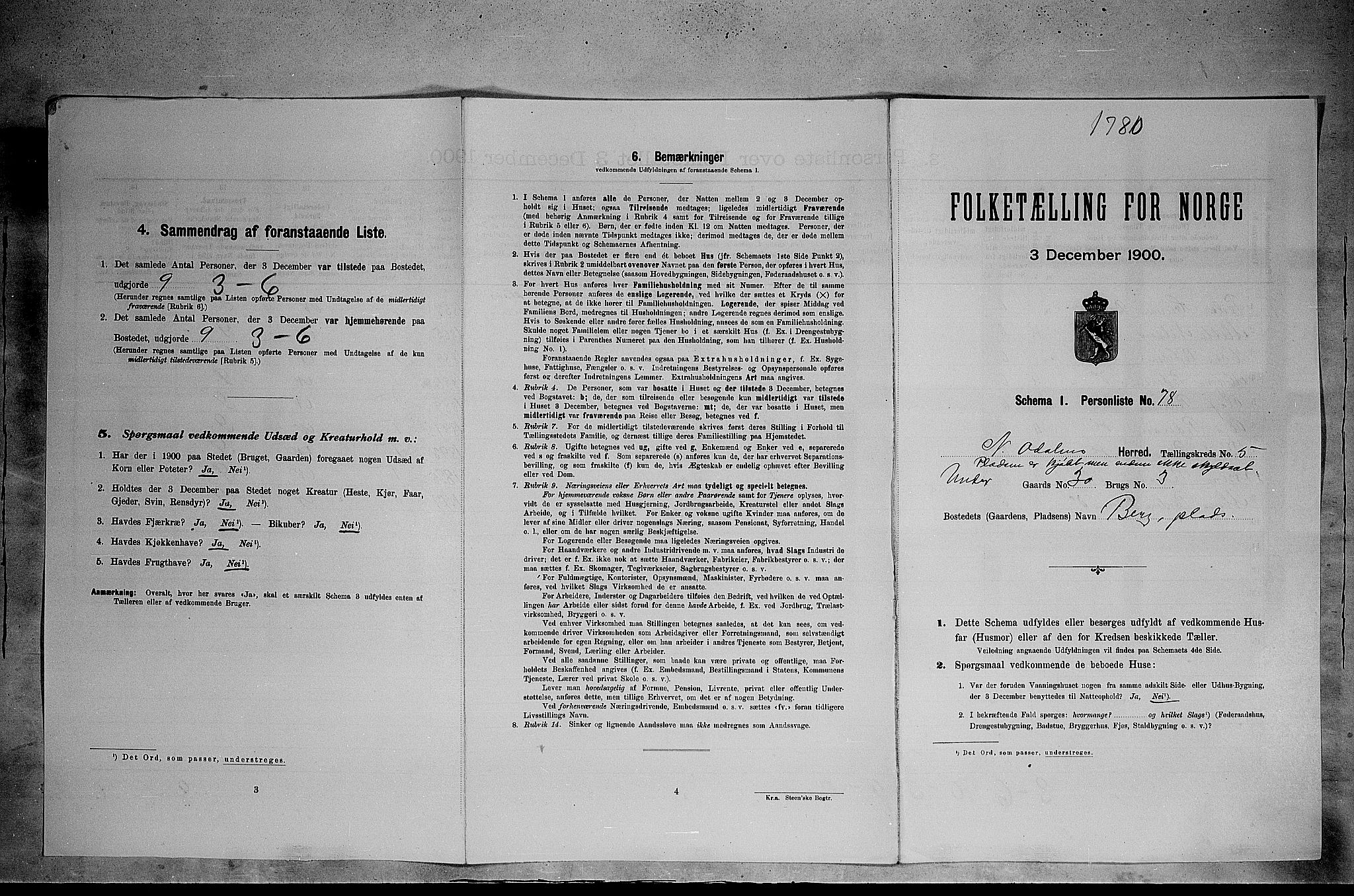 SAH, 1900 census for Nord-Odal, 1900, p. 606