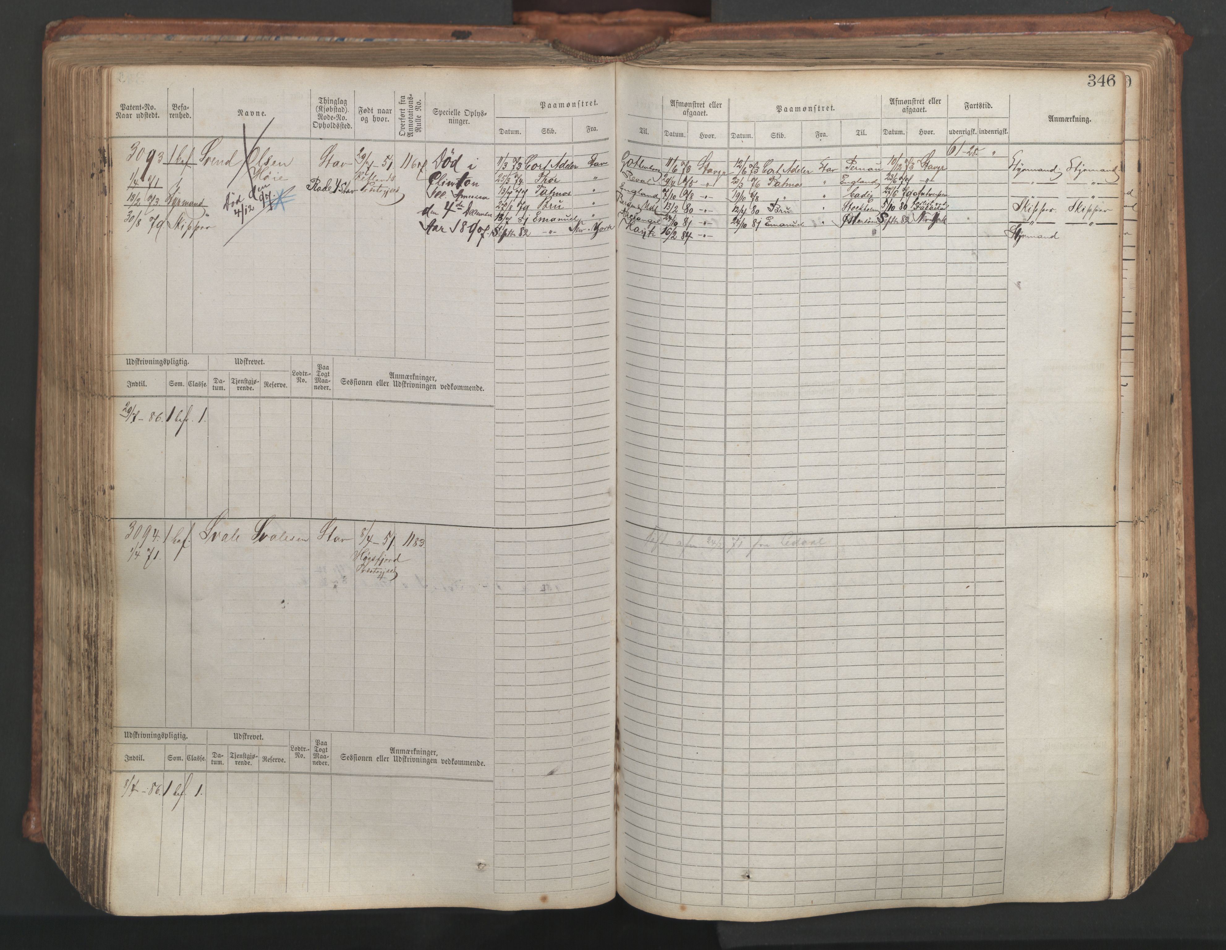 Stavanger sjømannskontor, AV/SAST-A-102006/F/Fb/Fbb/L0007: Sjøfartshovedrulle, patentnr. 2403-3604, 1869-1880, p. 389