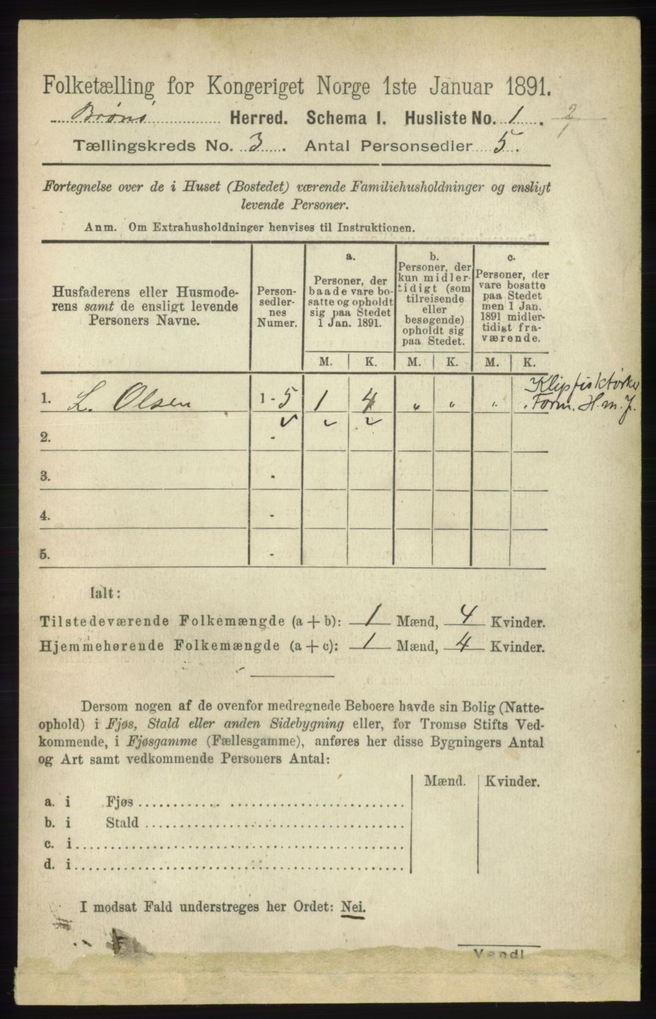 RA, 1891 census for 1814 Brønnøy, 1891, p. 1195