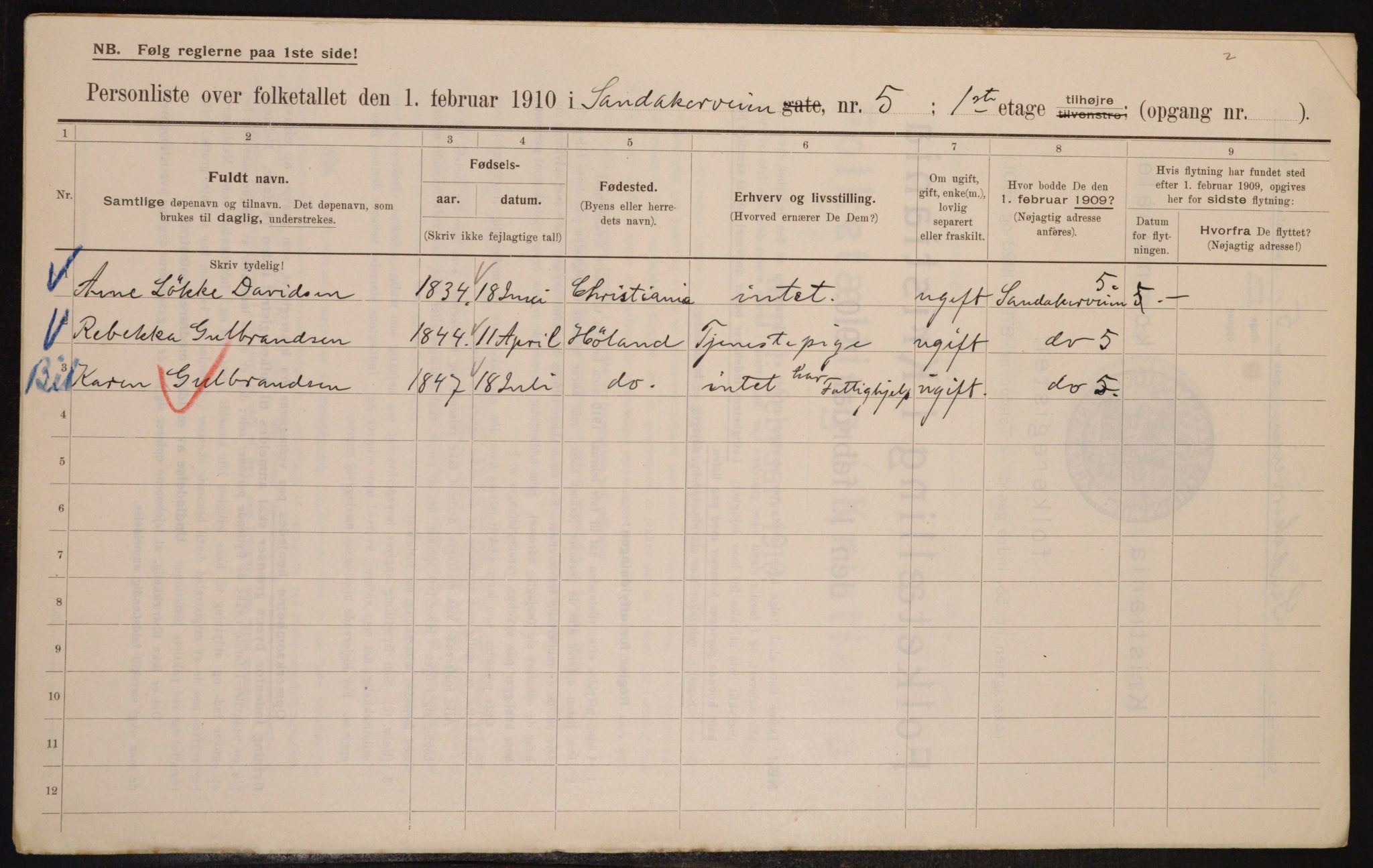 OBA, Municipal Census 1910 for Kristiania, 1910, p. 82950