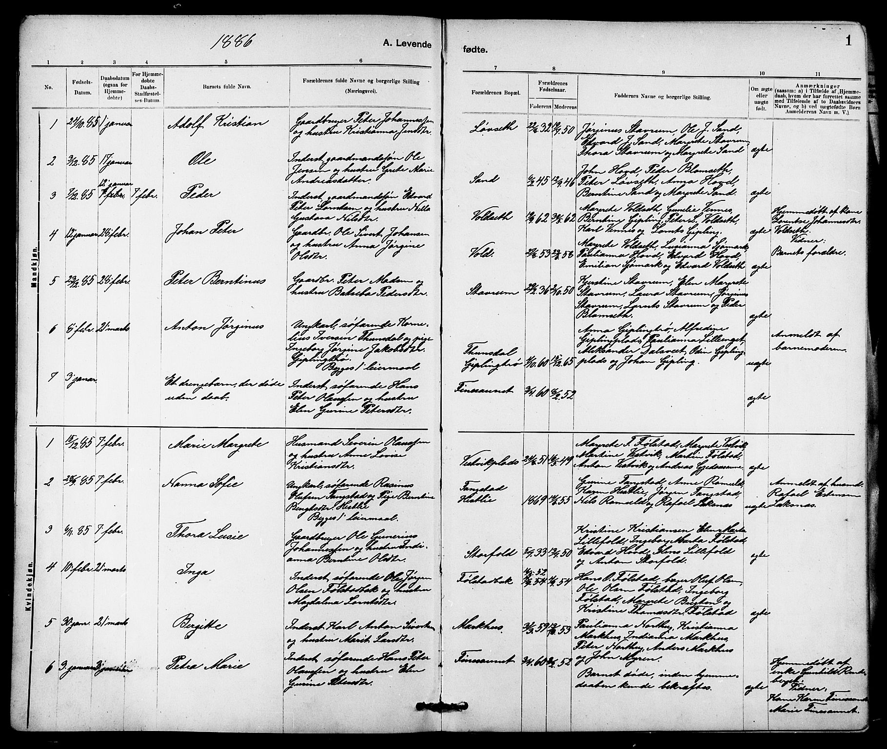 Ministerialprotokoller, klokkerbøker og fødselsregistre - Nord-Trøndelag, SAT/A-1458/744/L0423: Parish register (copy) no. 744C02, 1886-1905, p. 1