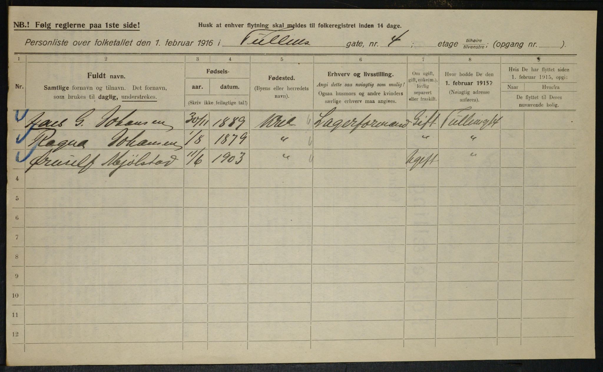 OBA, Municipal Census 1916 for Kristiania, 1916, p. 120554