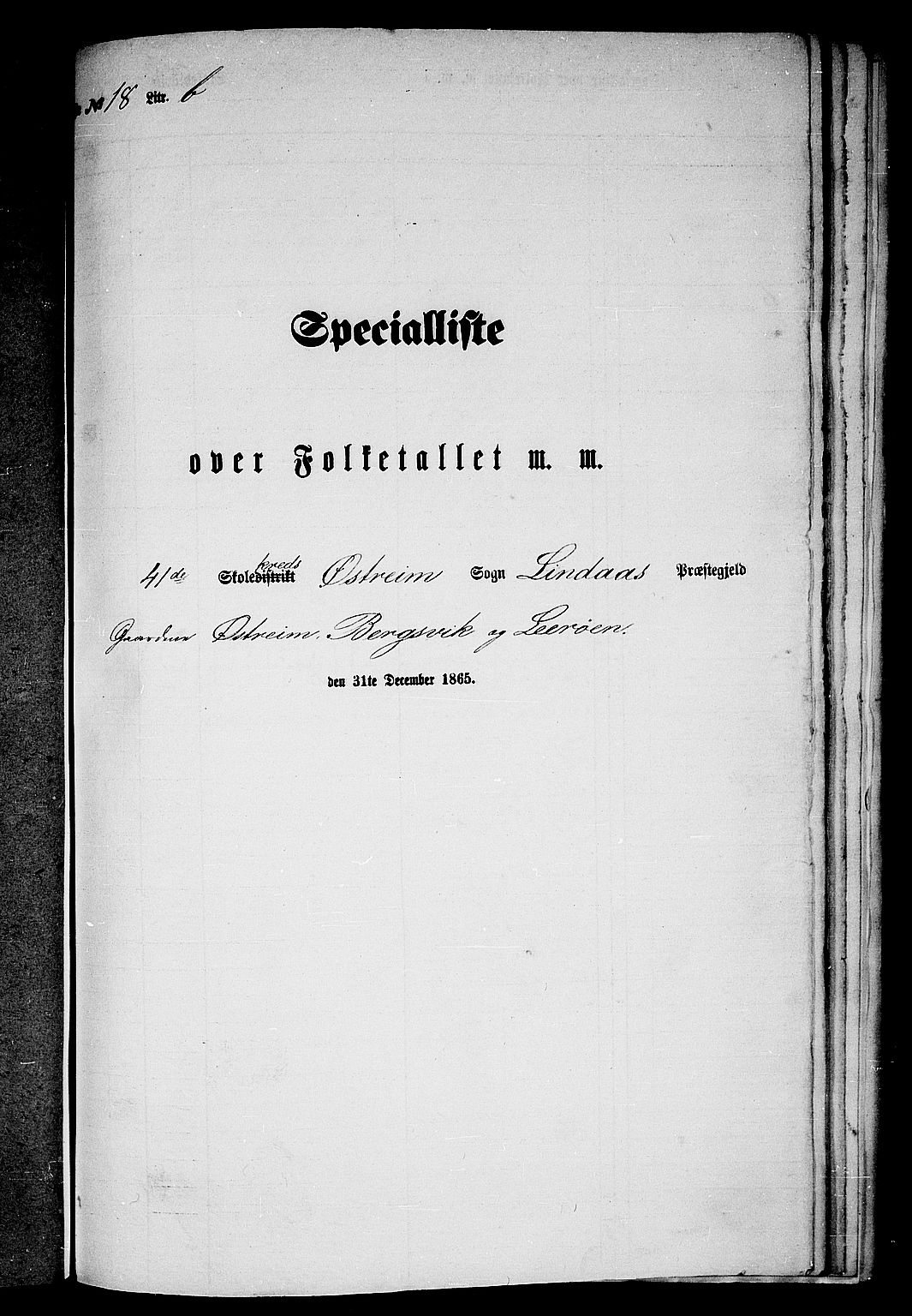 RA, 1865 census for Lindås, 1865, p. 267