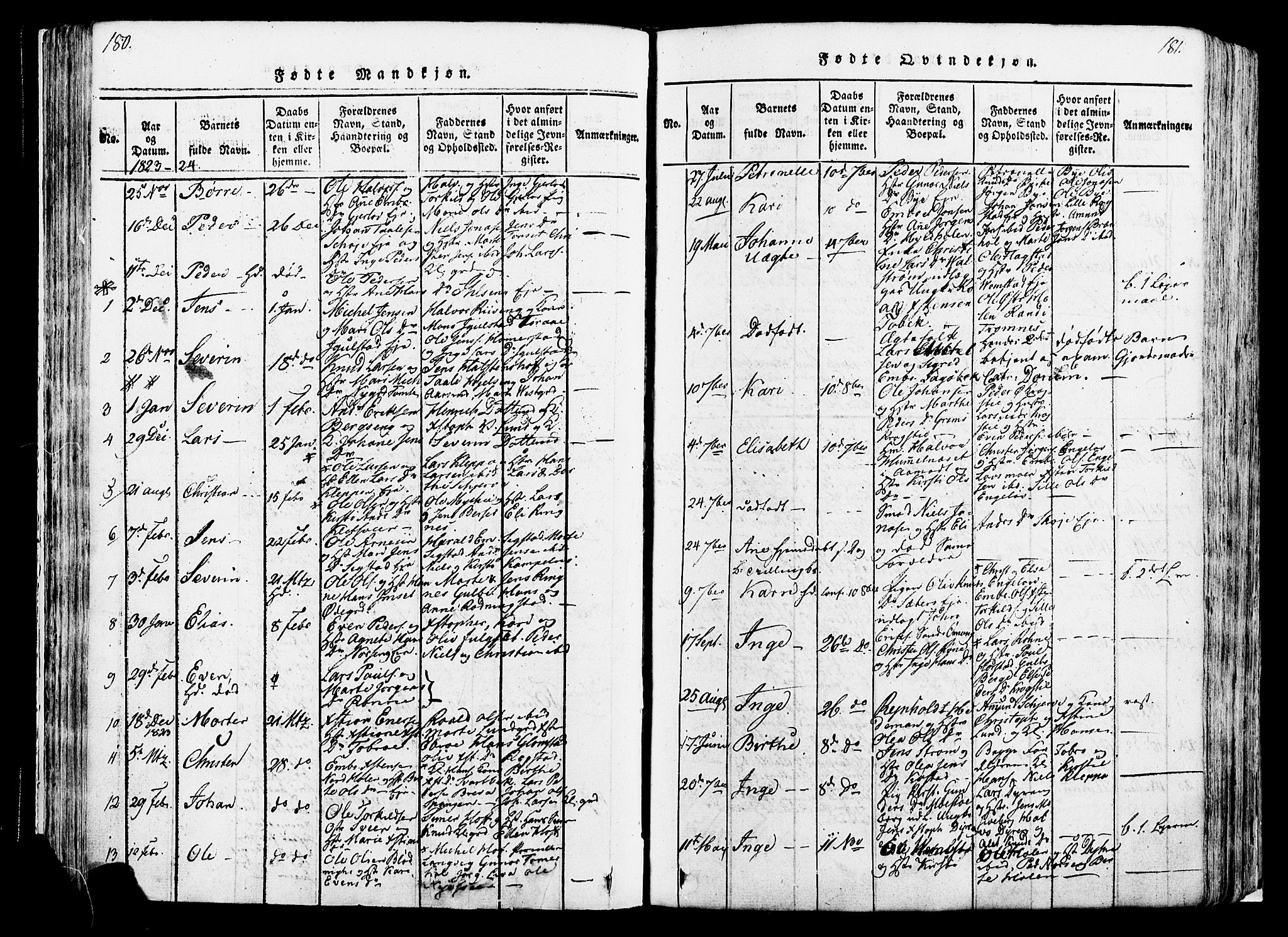 Løten prestekontor, SAH/PREST-022/K/Ka/L0005: Parish register (official) no. 5, 1814-1832, p. 180-181