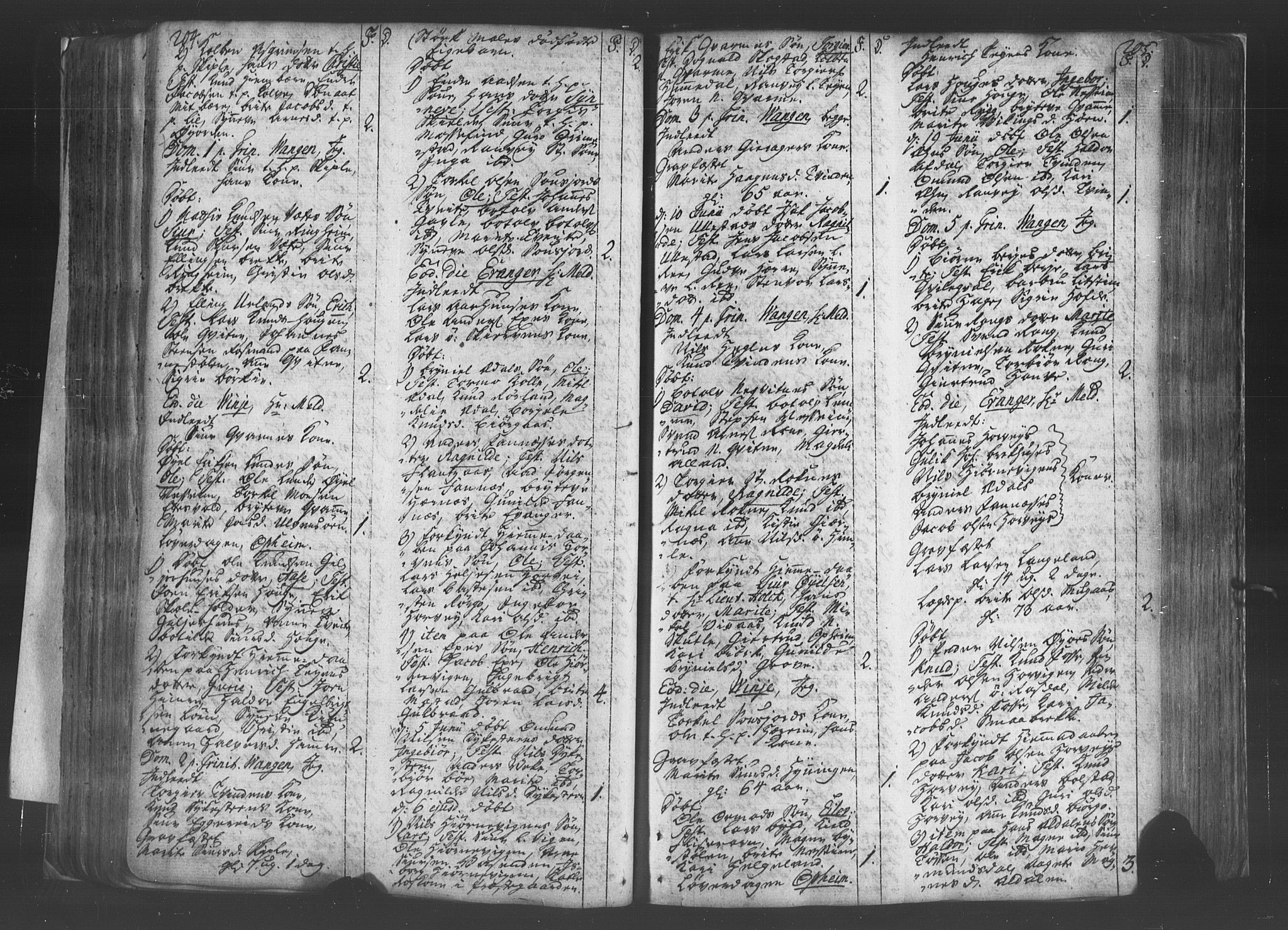 Voss sokneprestembete, SAB/A-79001/H/Haa: Parish register (official) no. A 8, 1752-1780, p. 204-205