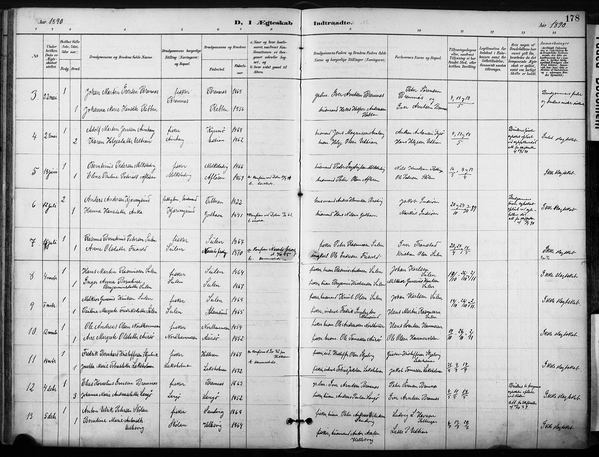 Ministerialprotokoller, klokkerbøker og fødselsregistre - Sør-Trøndelag, SAT/A-1456/640/L0579: Parish register (official) no. 640A04, 1889-1902, p. 178