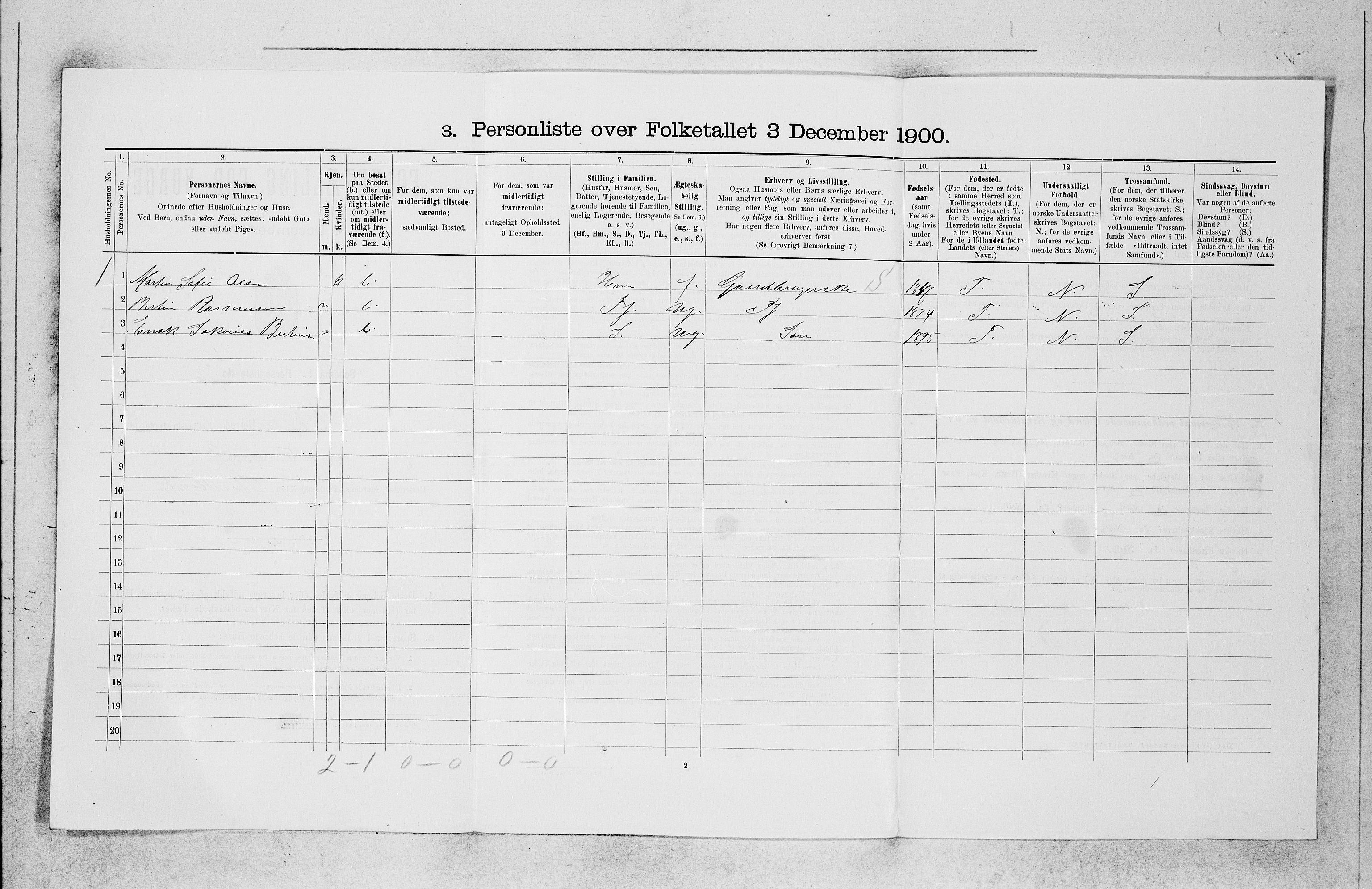 SAB, 1900 census for Askøy, 1900, p. 1303