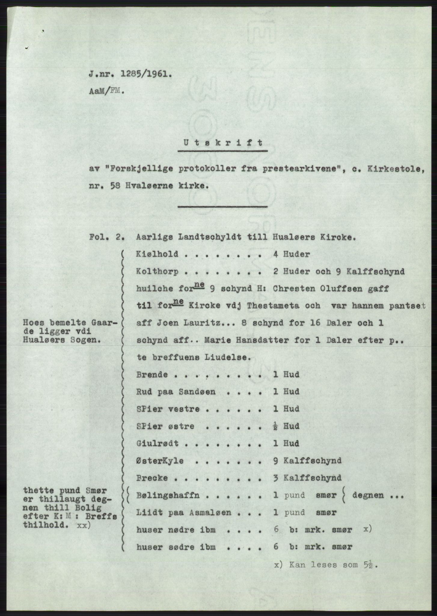 Statsarkivet i Oslo, SAO/A-10621/Z/Zd/L0014: Avskrifter, j.nr 1101-1809/1961, 1961, p. 95