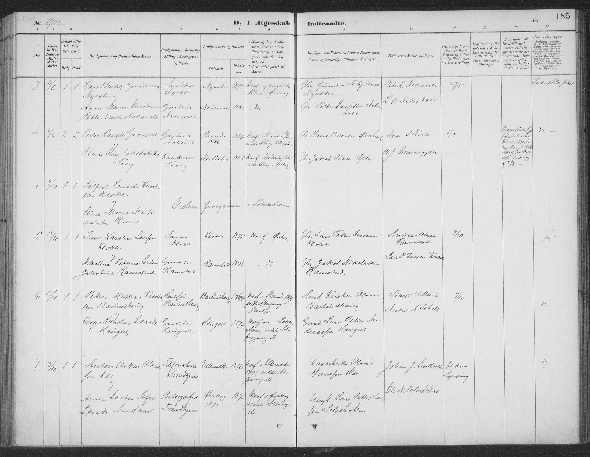 Ministerialprotokoller, klokkerbøker og fødselsregistre - Møre og Romsdal, AV/SAT-A-1454/522/L0316: Parish register (official) no. 522A11, 1890-1911, p. 185