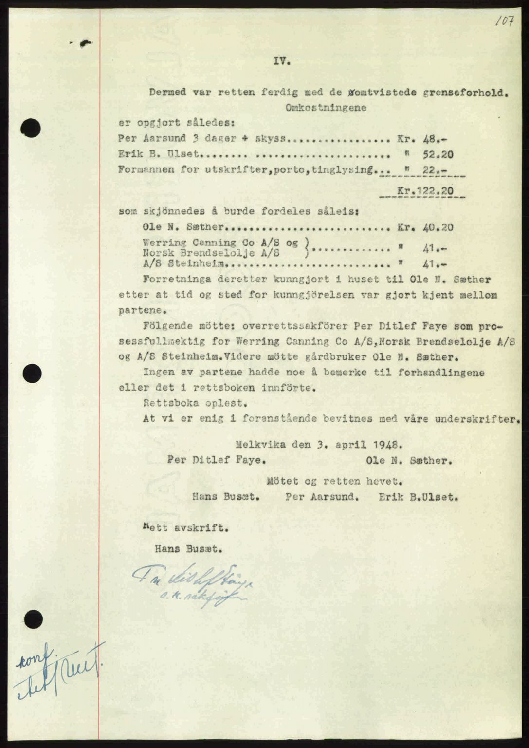 Nordmøre sorenskriveri, AV/SAT-A-4132/1/2/2Ca: Mortgage book no. A109, 1948-1948, Diary no: : 2400/1948