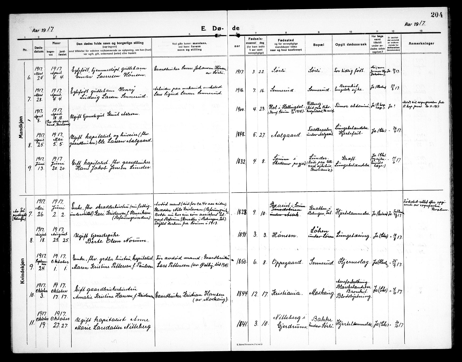 Sørum prestekontor Kirkebøker, AV/SAO-A-10303/G/Ga/L0008: Parish register (copy) no. I 8, 1917-1934, p. 204