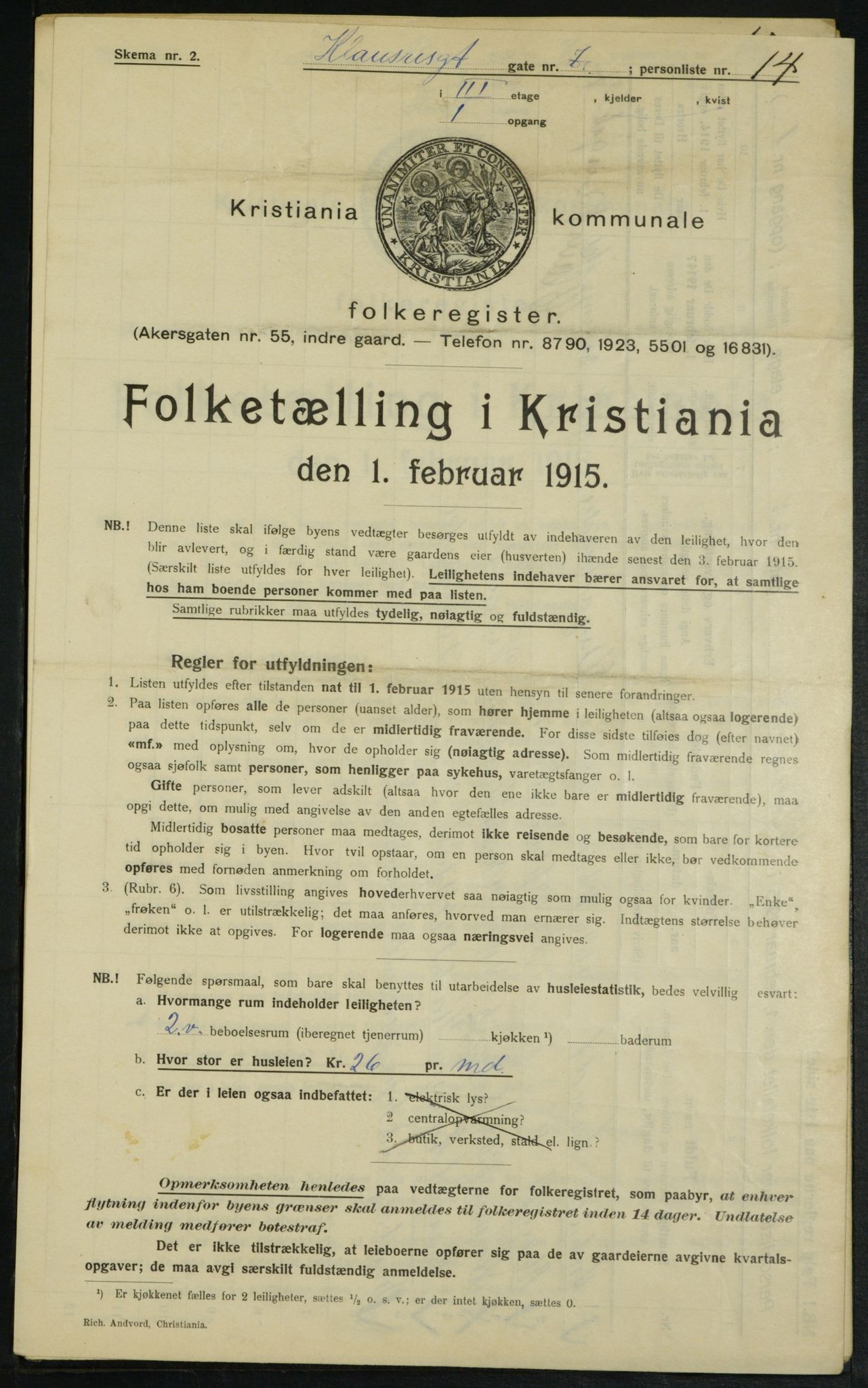 OBA, Municipal Census 1915 for Kristiania, 1915, p. 12762