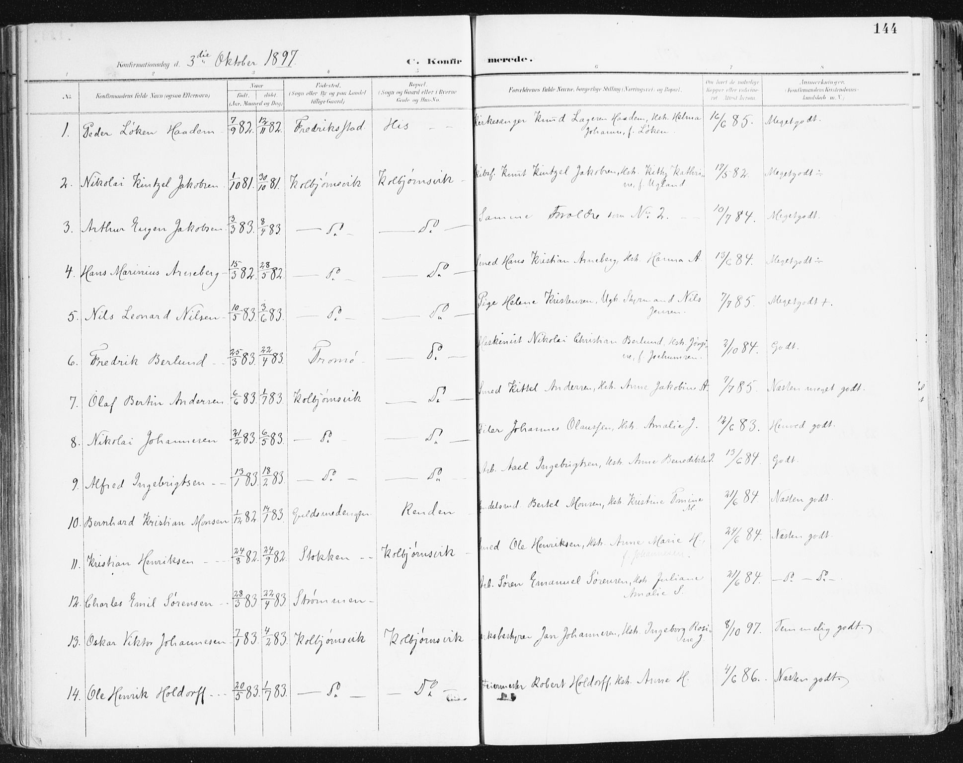 Hisøy sokneprestkontor, SAK/1111-0020/F/Fa/L0004: Parish register (official) no. A 4, 1895-1917, p. 144