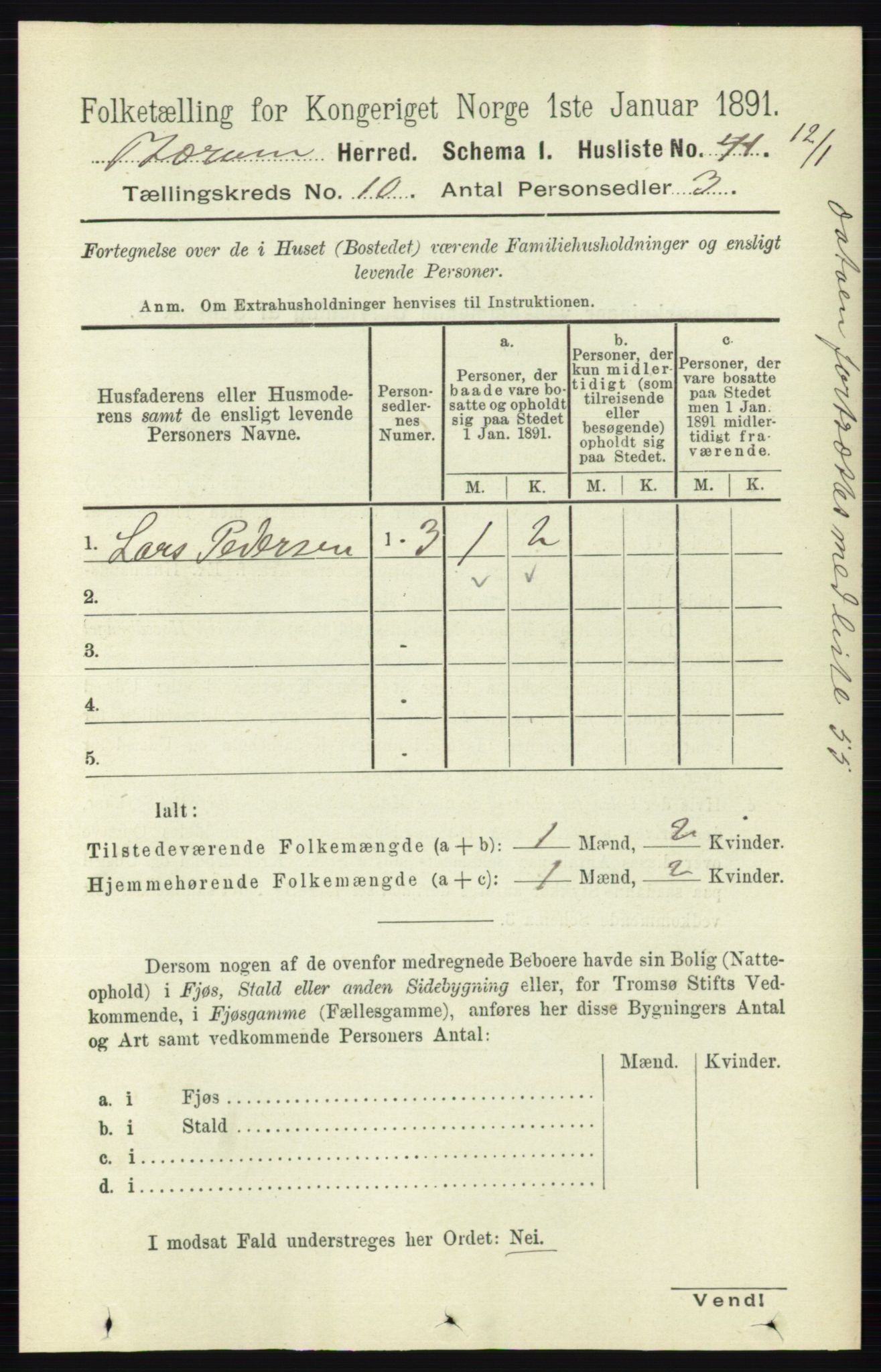 RA, 1891 census for 0219 Bærum, 1891, p. 6325