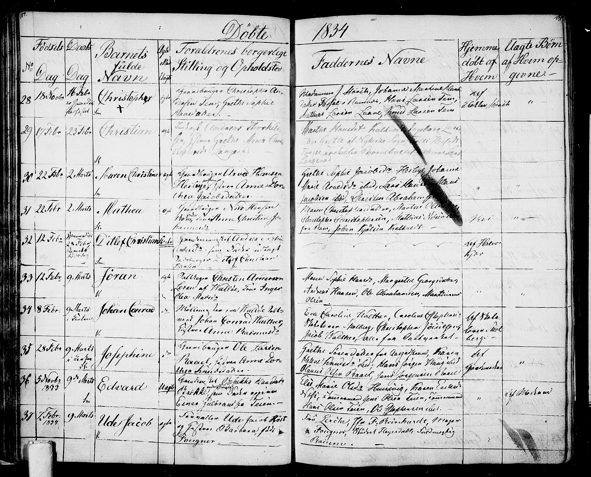 Sem kirkebøker, SAKO/A-5/F/Fa/L0005: Parish register (official) no. I 5, 1825-1842, p. 107-108