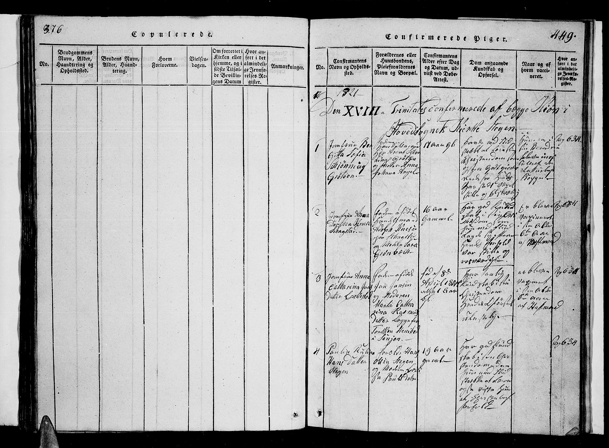 Ministerialprotokoller, klokkerbøker og fødselsregistre - Nordland, AV/SAT-A-1459/855/L0812: Parish register (copy) no. 855C01, 1821-1838, p. 448-449