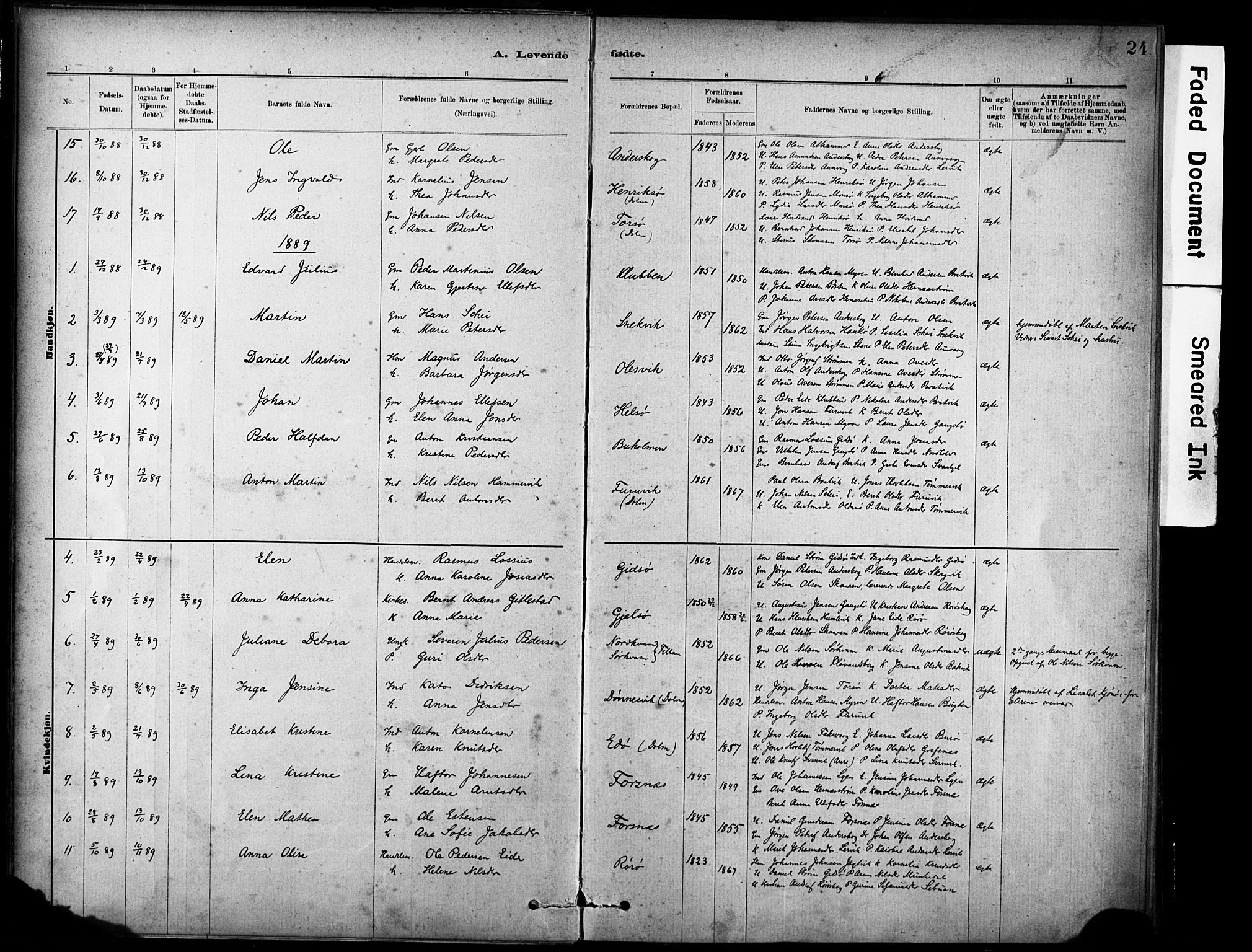 Ministerialprotokoller, klokkerbøker og fødselsregistre - Sør-Trøndelag, SAT/A-1456/635/L0551: Parish register (official) no. 635A01, 1882-1899, p. 24