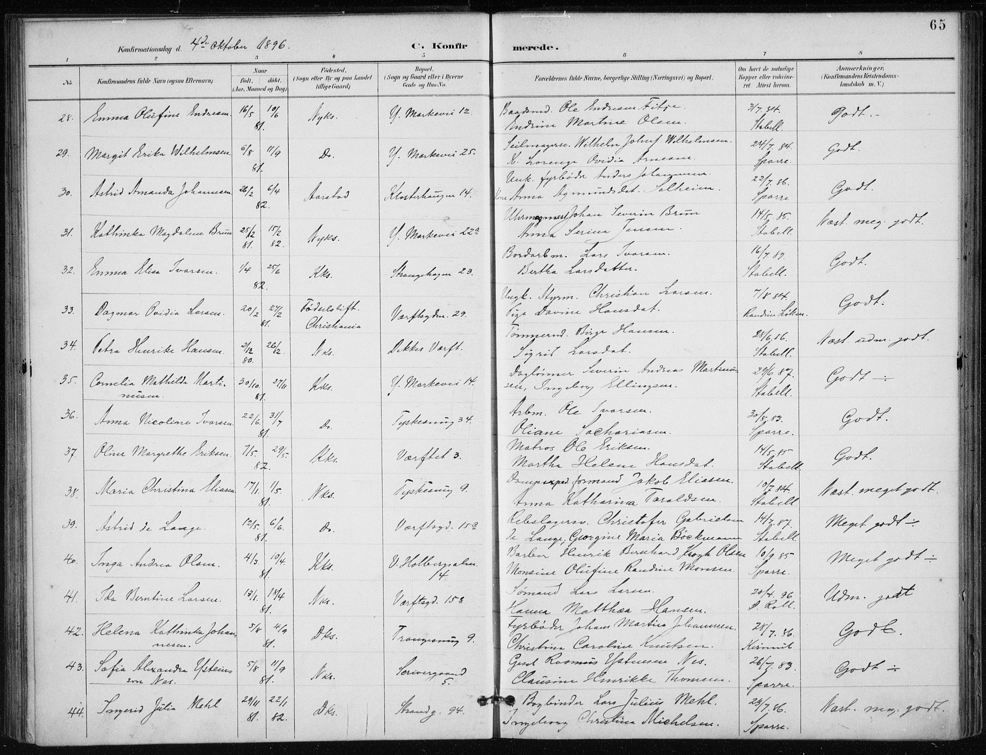 Nykirken Sokneprestembete, AV/SAB-A-77101/H/Haa/L0028: Parish register (official) no. C 7, 1887-1913, p. 65