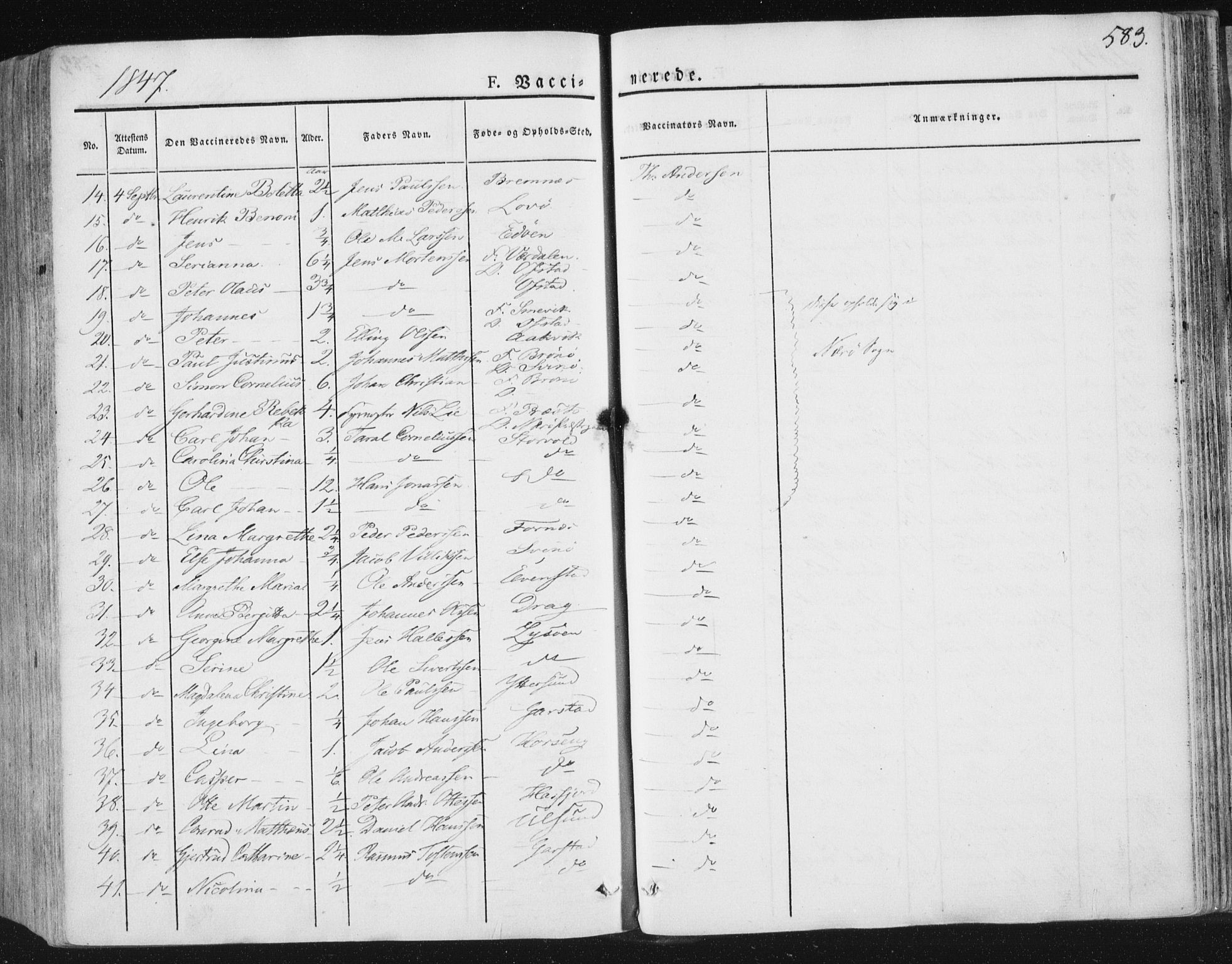 Ministerialprotokoller, klokkerbøker og fødselsregistre - Nord-Trøndelag, SAT/A-1458/784/L0669: Parish register (official) no. 784A04, 1829-1859, p. 583