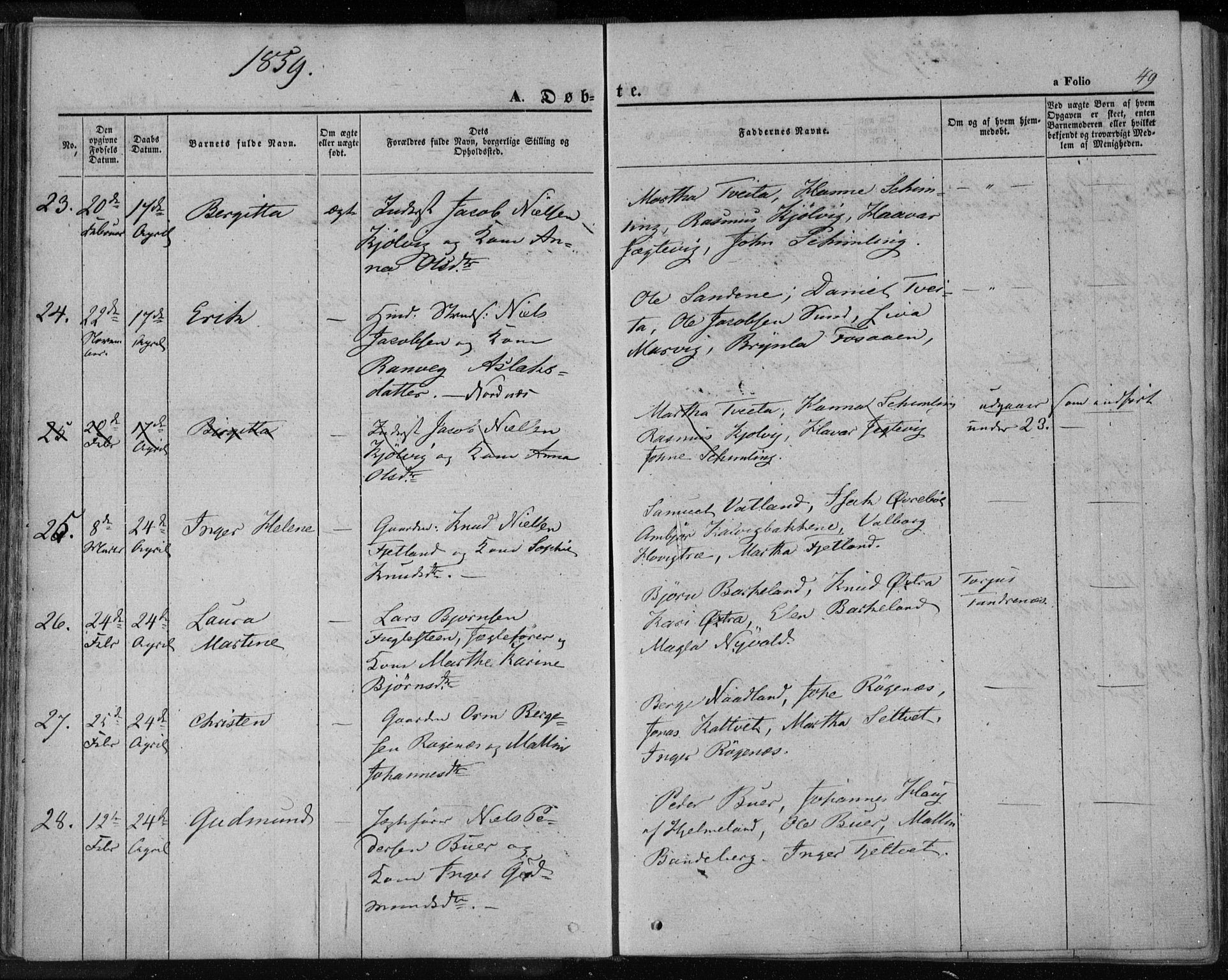 Jelsa sokneprestkontor, AV/SAST-A-101842/01/IV: Parish register (official) no. A 7, 1854-1866, p. 49