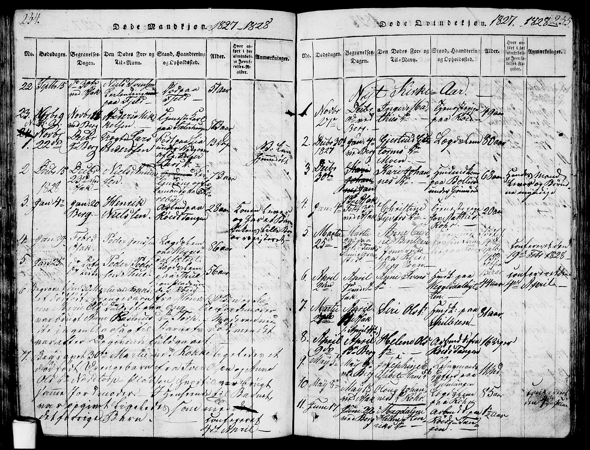 Berg prestekontor Kirkebøker, SAO/A-10902/G/Ga/L0001: Parish register (copy) no. I 1, 1815-1832, p. 234-235