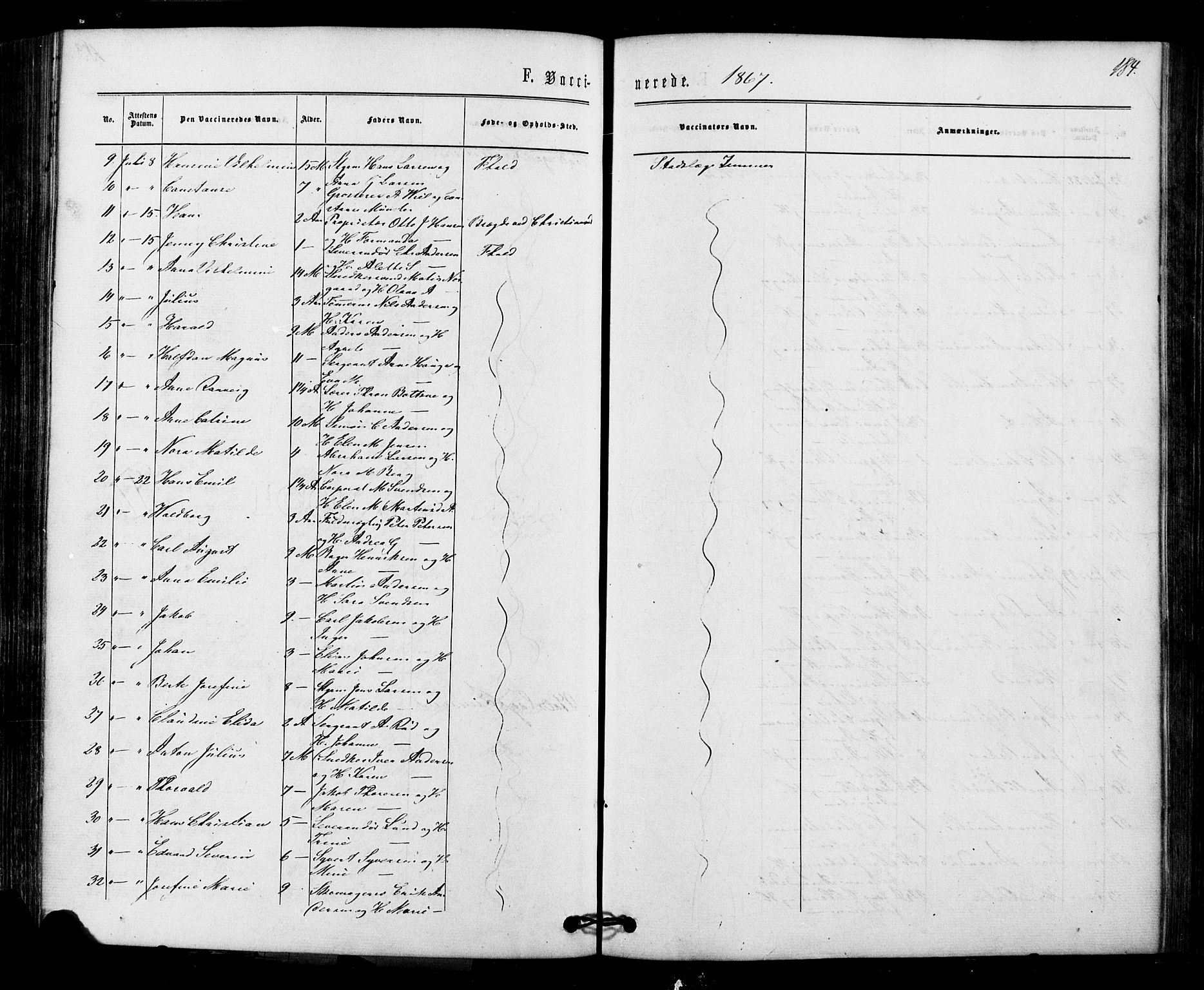 Halden prestekontor Kirkebøker, SAO/A-10909/F/Fa/L0010: Parish register (official) no. I 10, 1866-1877, p. 184