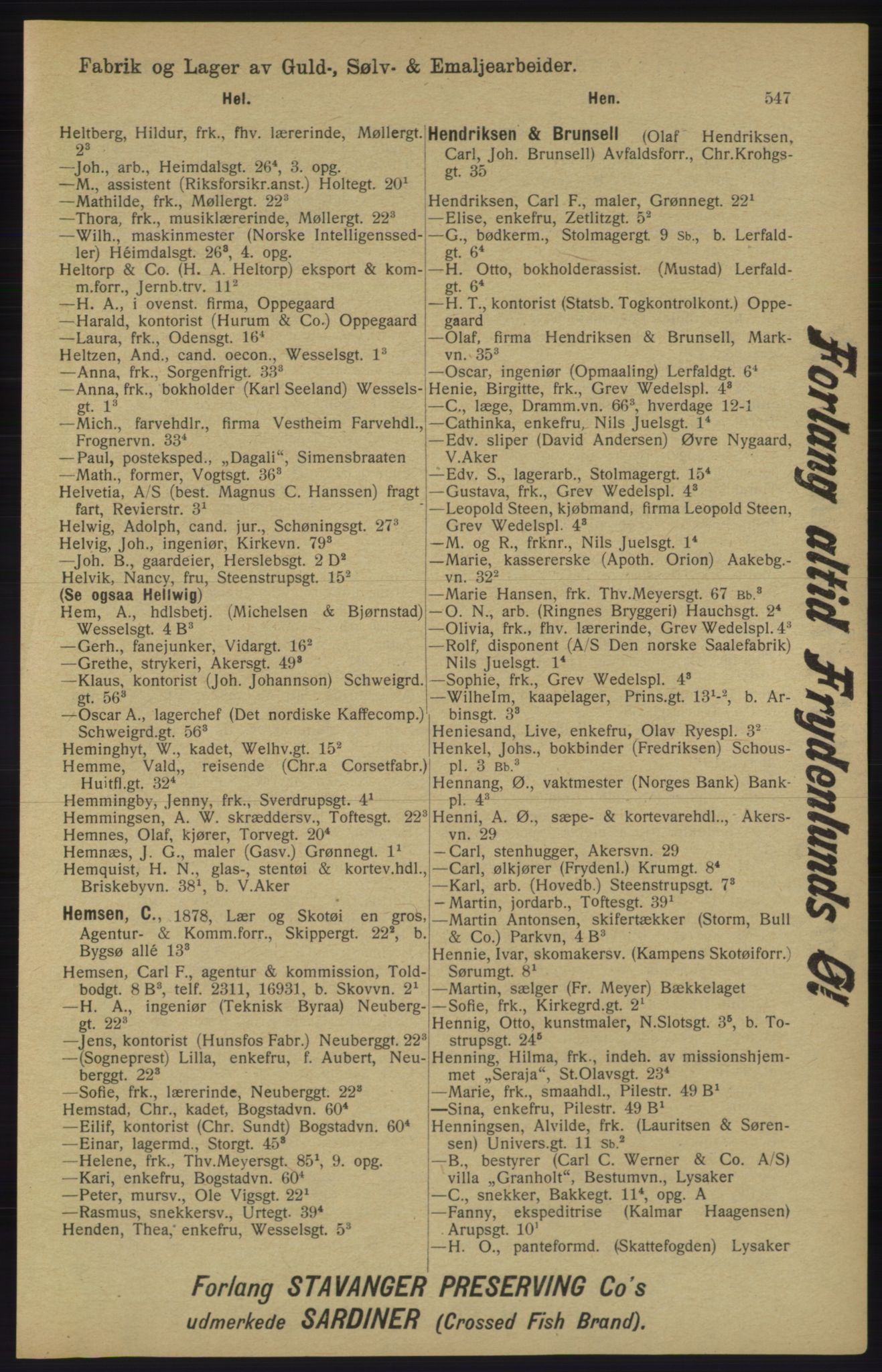 Kristiania/Oslo adressebok, PUBL/-, 1913, p. 559