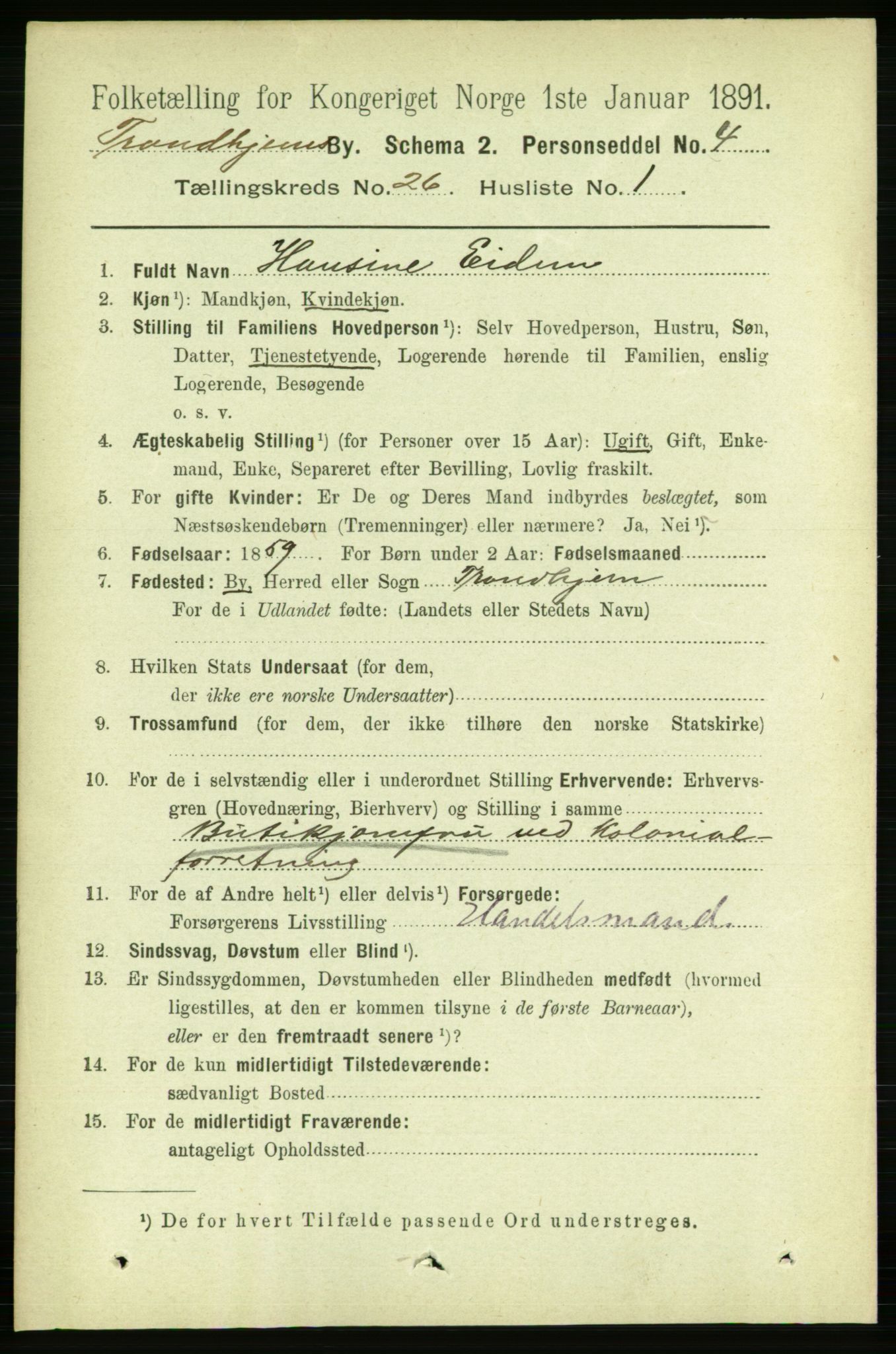 RA, 1891 census for 1601 Trondheim, 1891, p. 19463