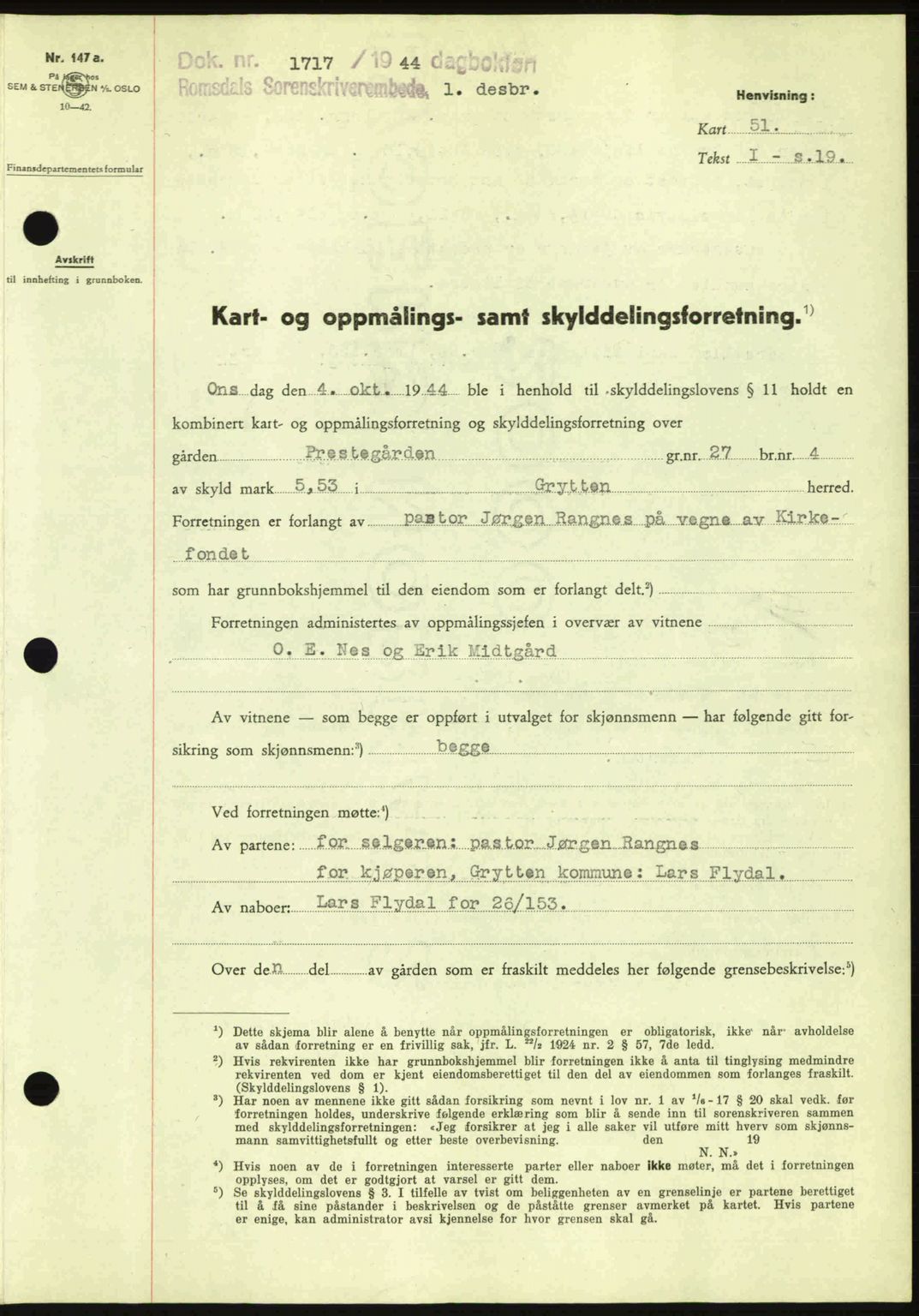 Romsdal sorenskriveri, AV/SAT-A-4149/1/2/2C: Mortgage book no. A17, 1944-1945, Diary no: : 1717/1944