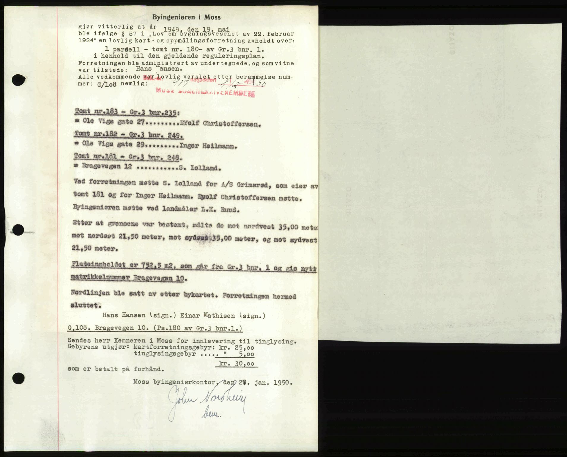Moss sorenskriveri, SAO/A-10168: Mortgage book no. A25, 1950-1950, Diary no: : 417/1950