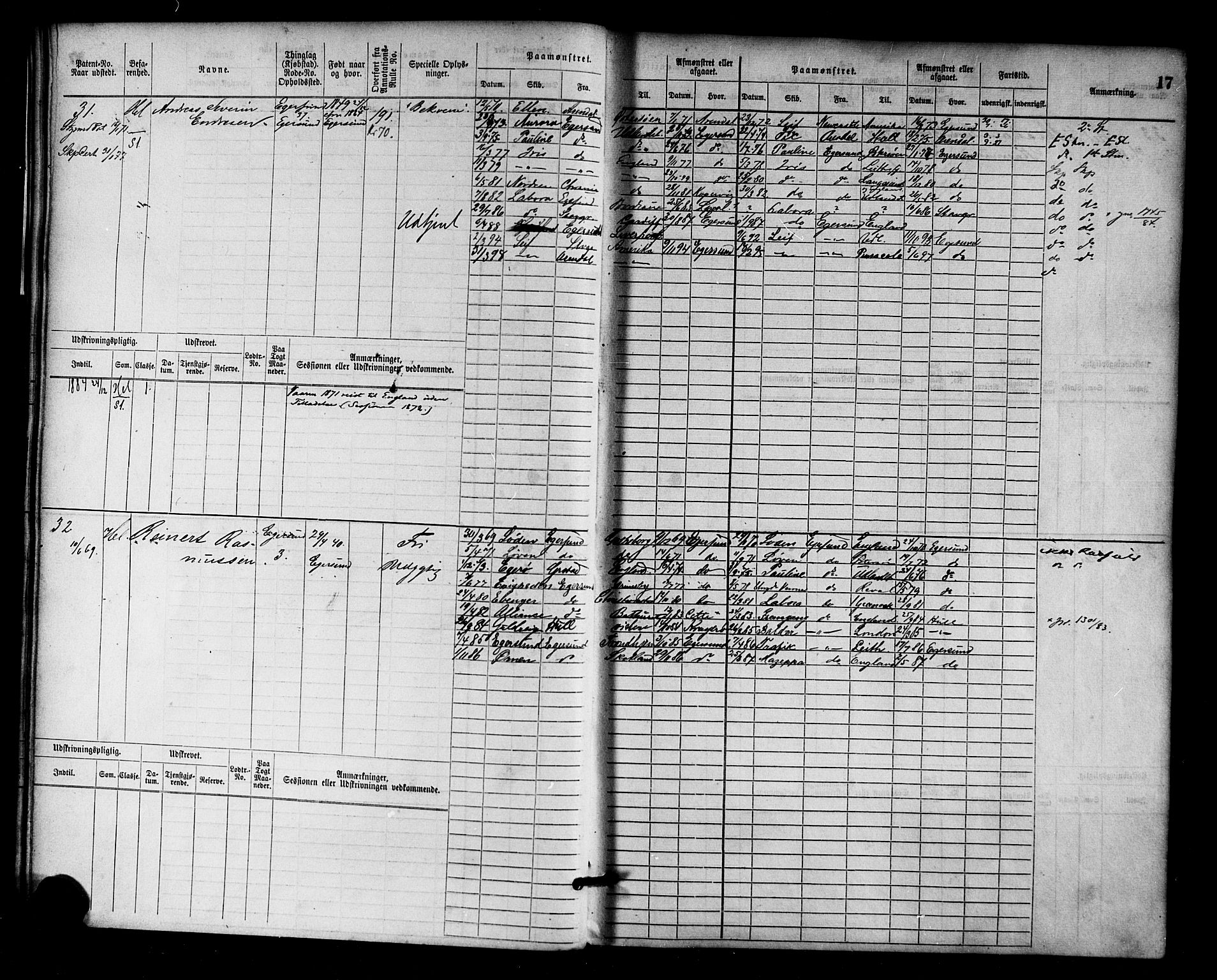 Egersund mønstringskrets, AV/SAK-2031-0019/F/Fb/L0001: Hovedrulle nr 1-666, O-3, 1868-1920, p. 18