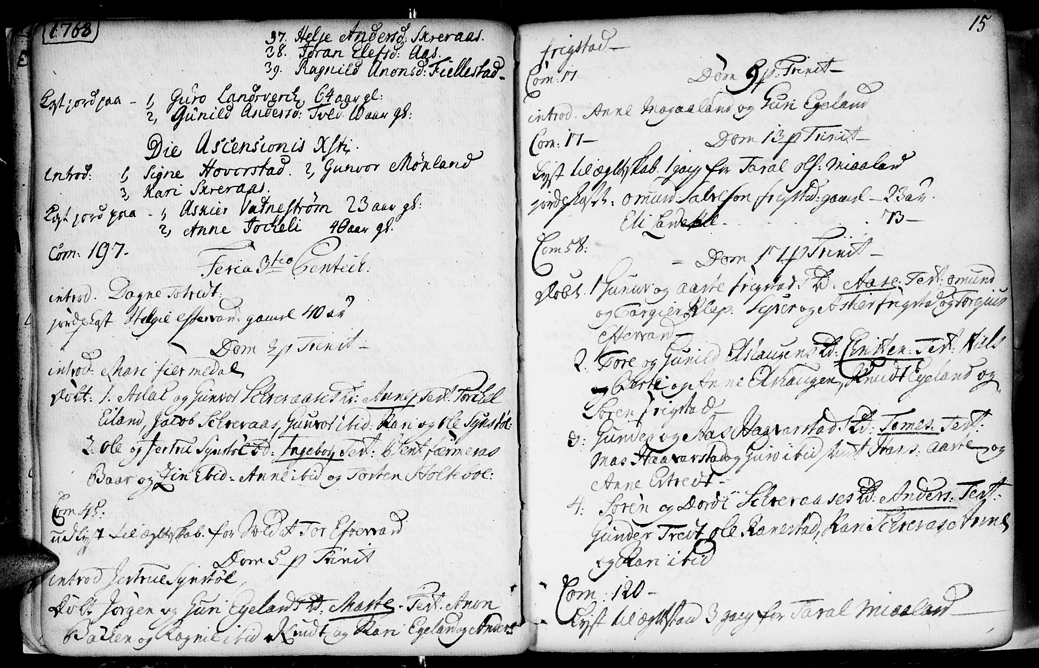 Evje sokneprestkontor, AV/SAK-1111-0008/F/Fa/Fac/L0002: Parish register (official) no. A 2, 1765-1816, p. 15