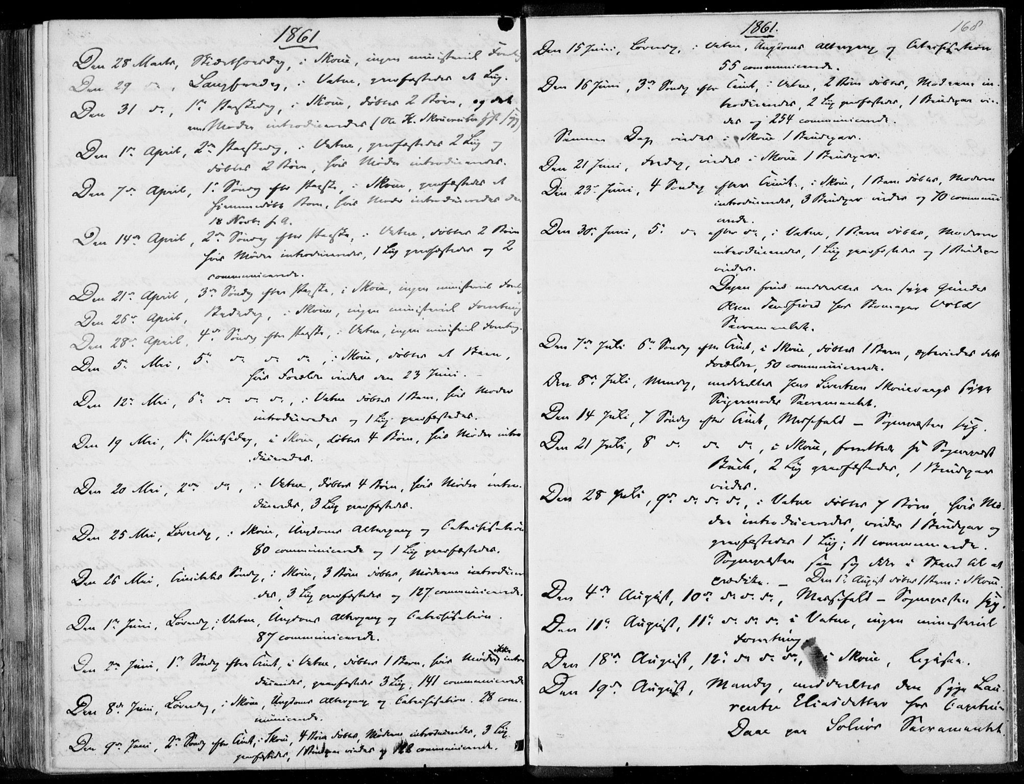 Ministerialprotokoller, klokkerbøker og fødselsregistre - Møre og Romsdal, AV/SAT-A-1454/524/L0354: Parish register (official) no. 524A06, 1857-1863, p. 168