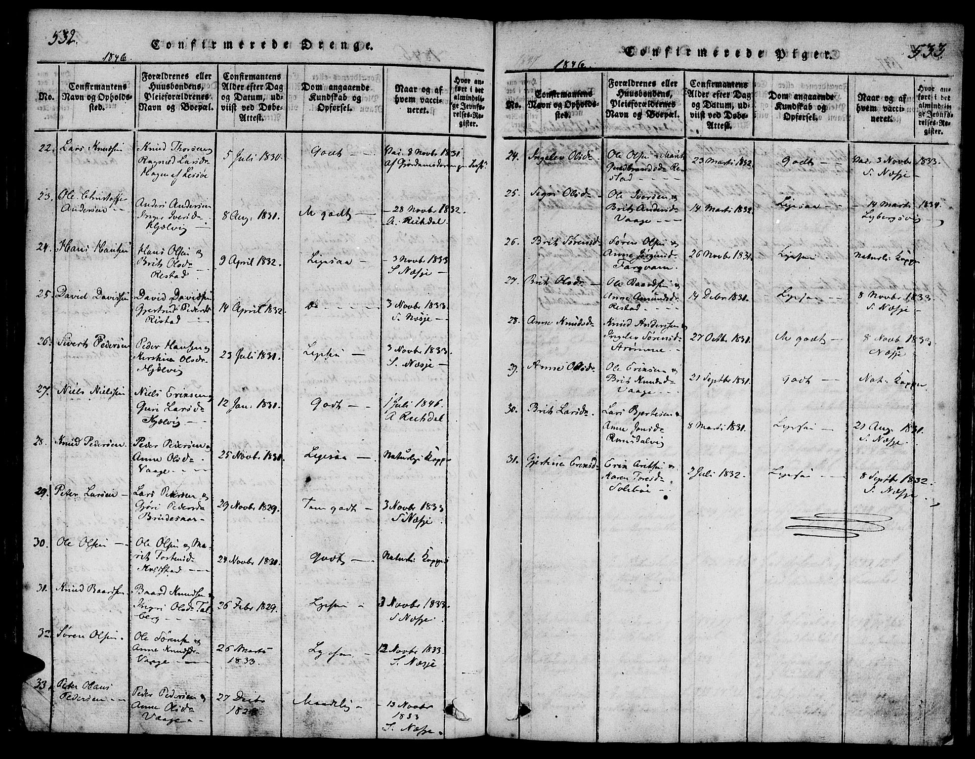 Ministerialprotokoller, klokkerbøker og fødselsregistre - Møre og Romsdal, AV/SAT-A-1454/539/L0528: Parish register (official) no. 539A01, 1818-1847, p. 532-533