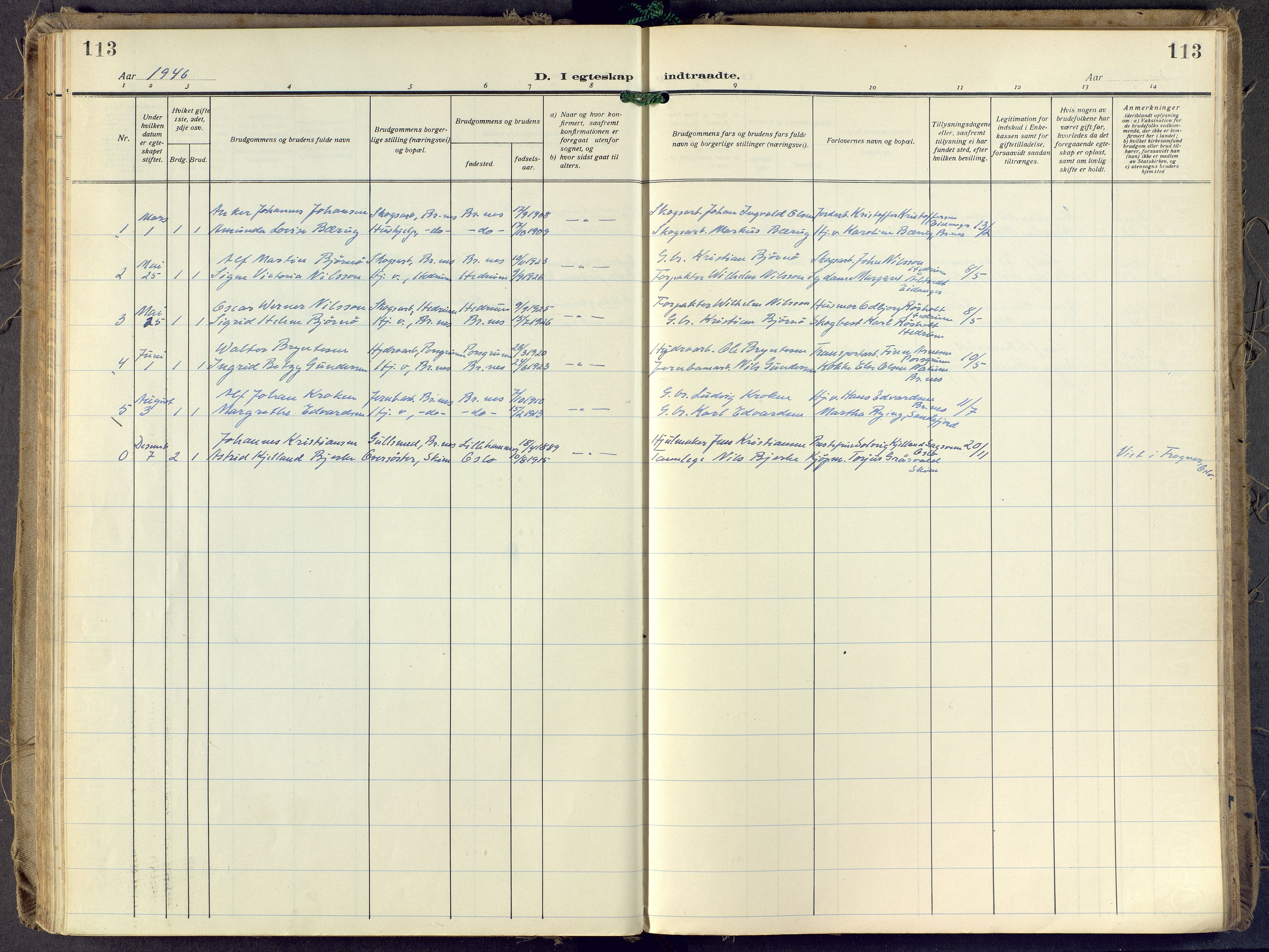 Brunlanes kirkebøker, AV/SAKO-A-342/F/Fd/L0002: Parish register (official) no. IV 2, 1918-1958, p. 113