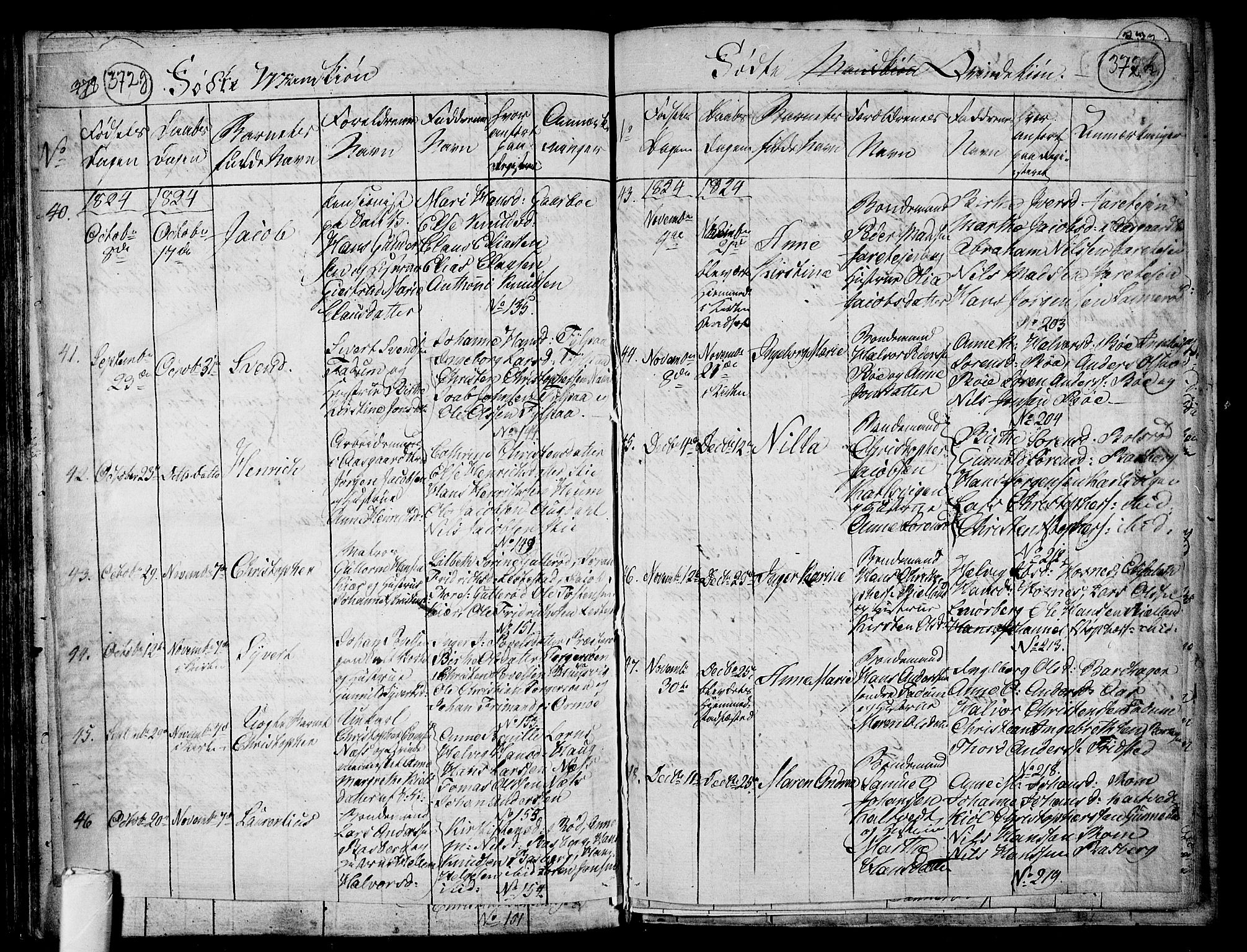 Sem kirkebøker, AV/SAKO-A-5/F/Fa/L0004: Parish register (official) no. I 4, 1814-1825, p. 372-373