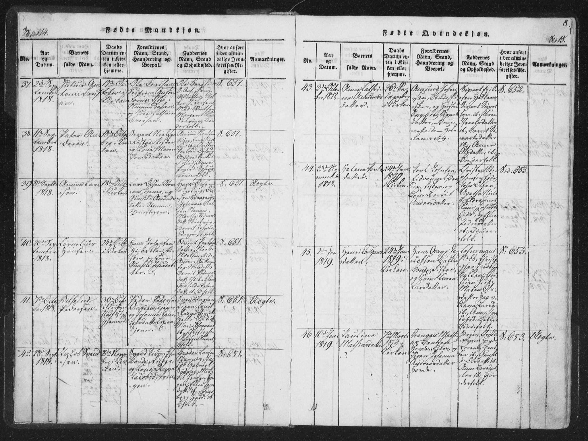 Ministerialprotokoller, klokkerbøker og fødselsregistre - Sør-Trøndelag, SAT/A-1456/659/L0734: Parish register (official) no. 659A04, 1818-1825, p. 14-15