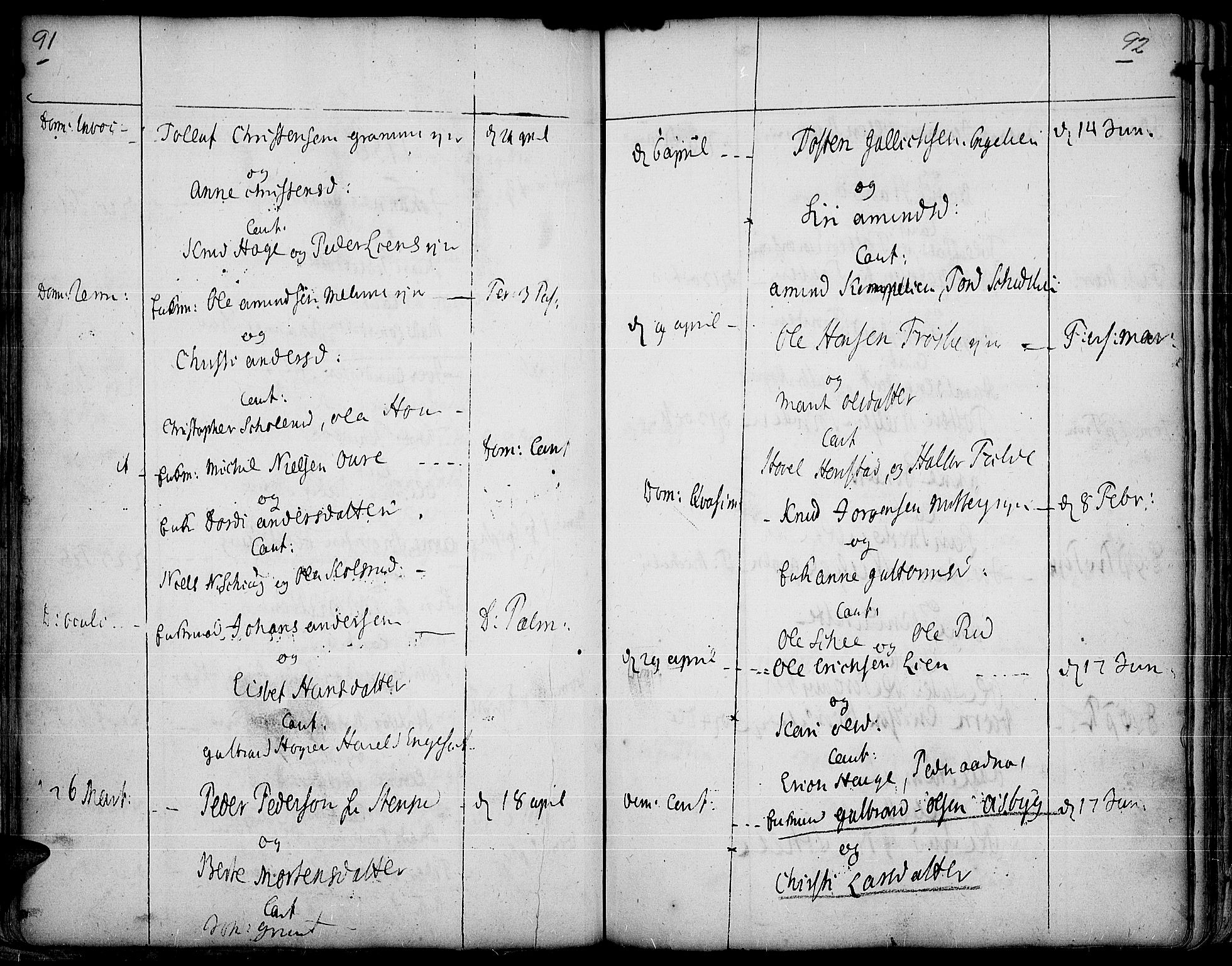 Land prestekontor, AV/SAH-PREST-120/H/Ha/Haa/L0003: Parish register (official) no. 3, 1733-1764, p. 91-92